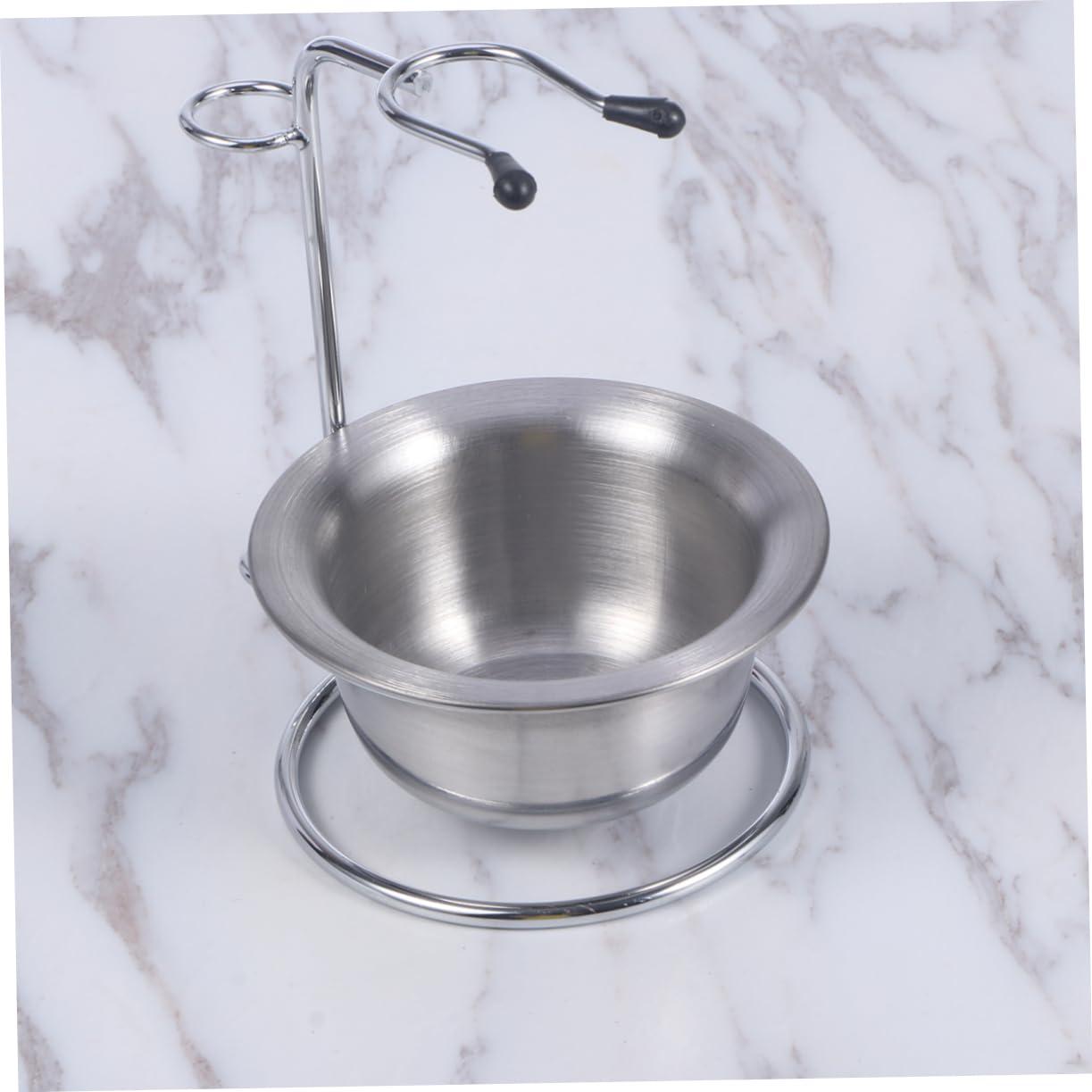 minkissy minkissy Men's Shaving Stand Bowl Brush Holder Safety Razor Brush Stand Silver Stylish