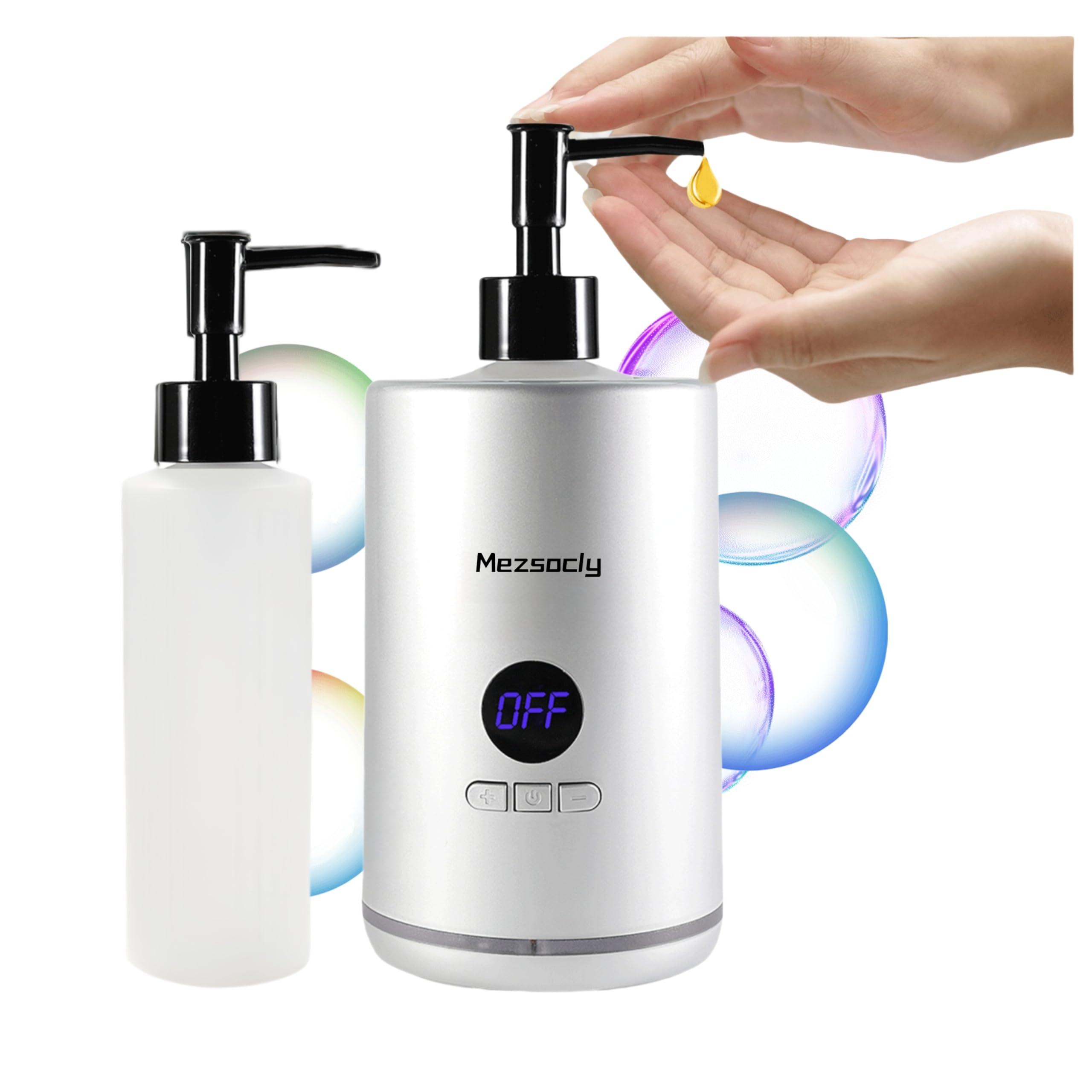 Mezsocly Oil Warmer for Massage oil warmer for scented oil, Massage Oil Warmer, lotion warmer, Body Oil Heater for Spa, Salon and Barber Shops, with Two Oil Bottle Dispenser, Constant Temperature, Silver