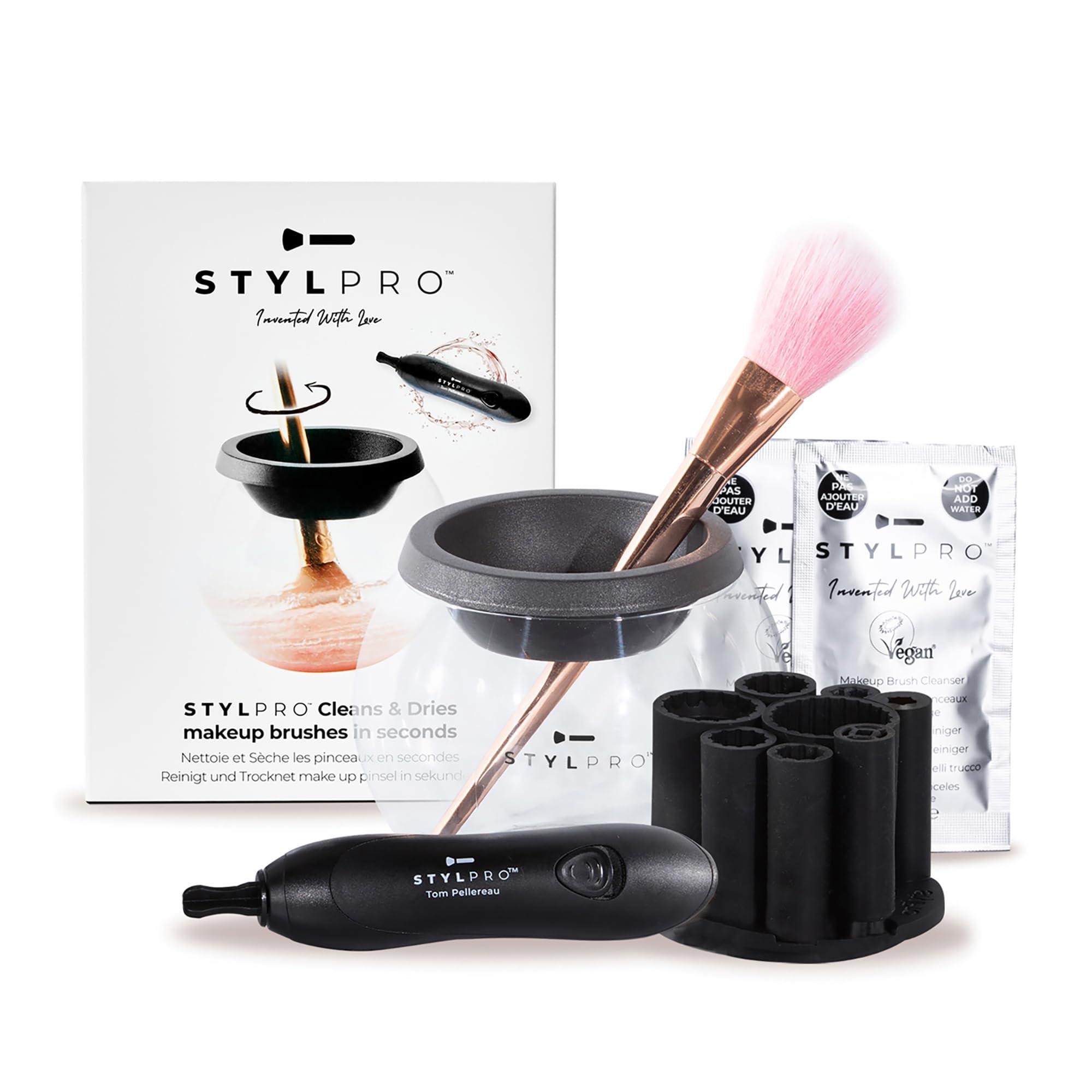 stylPro STYLPRO Electric Make-up Brush Cleaner & Dryer - Cleans and dries thoroughly in 30 seconds with gentle centrifugal technology. Suitable for all brush sizes, incl. vegan cleaner.