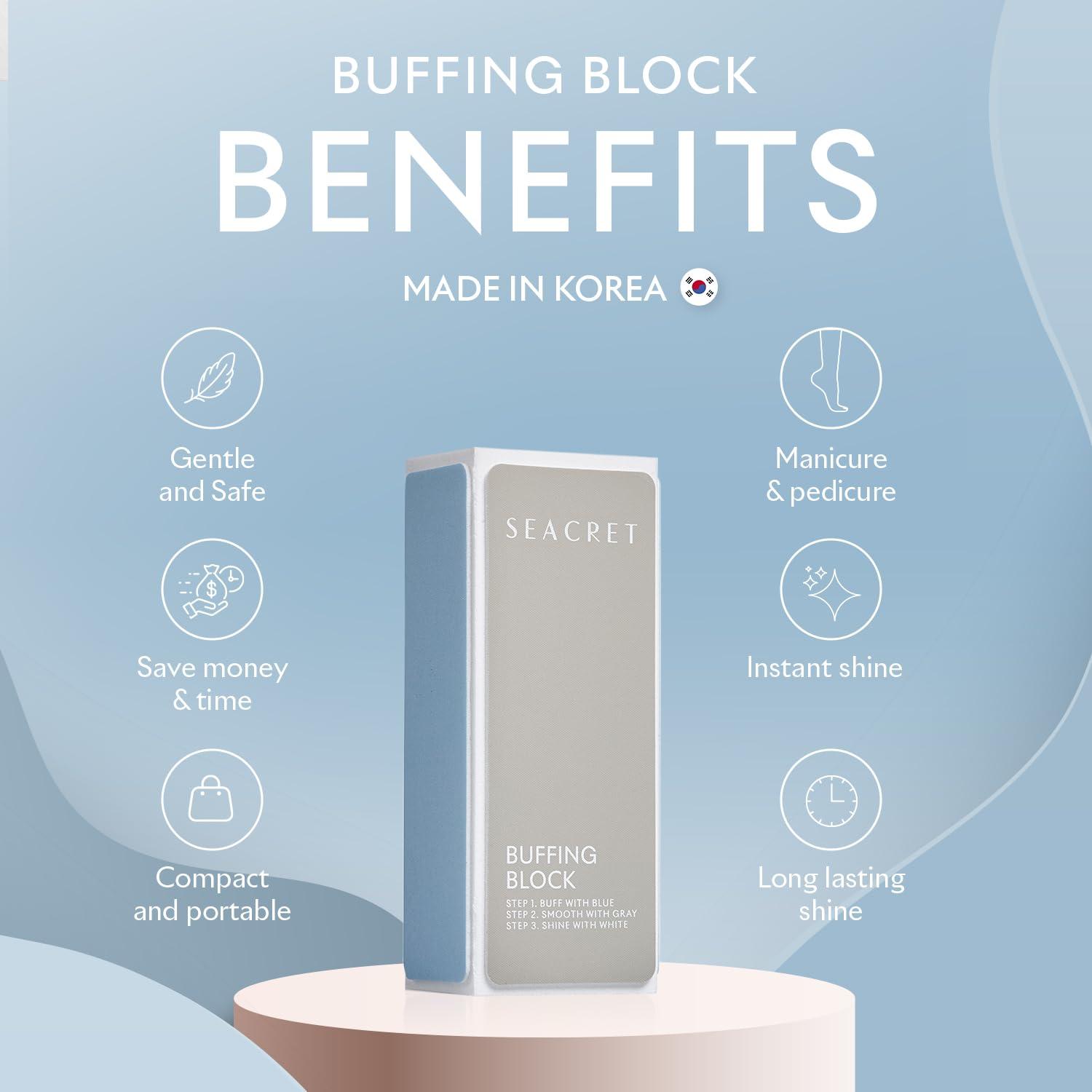 SEACRET SEACRET - Professional Nail Buffing Block. 3 Ways Buffing Block The Secret for Shiny Nails. Manicure & Pedicure - Pack of 2