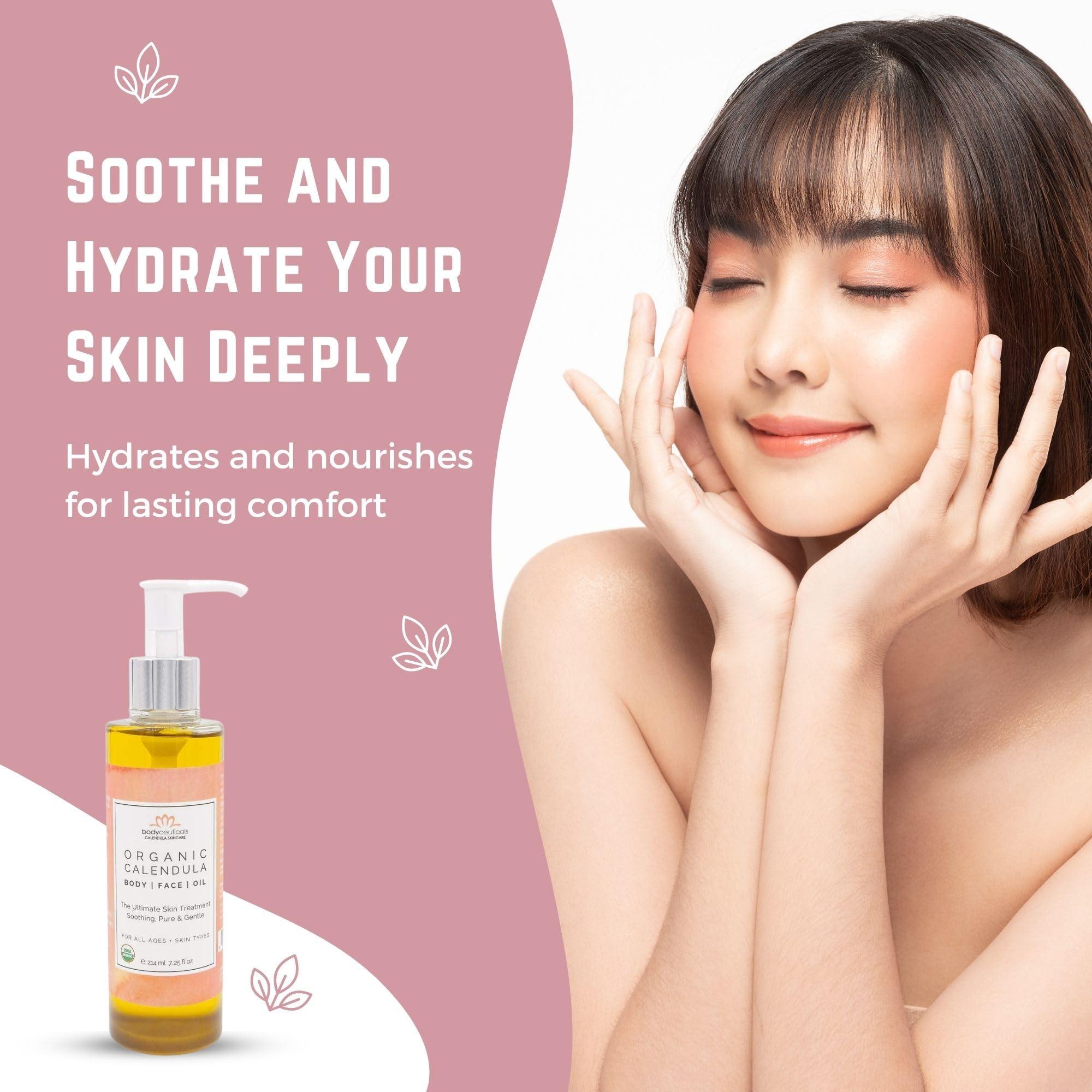 Bodyceuticals Calendula Skincare, Bodyceuticals Ca Bodyceuticals 100% Certified Organic Calendula Oil - High Potency Farm Fresh Flower & Olive Oil | Moisturizing Skincare & Repair| Non-GMO | Vegan | Kosher | Wheat-Free | Gluten-Free | Soy-Free | 7.5oz