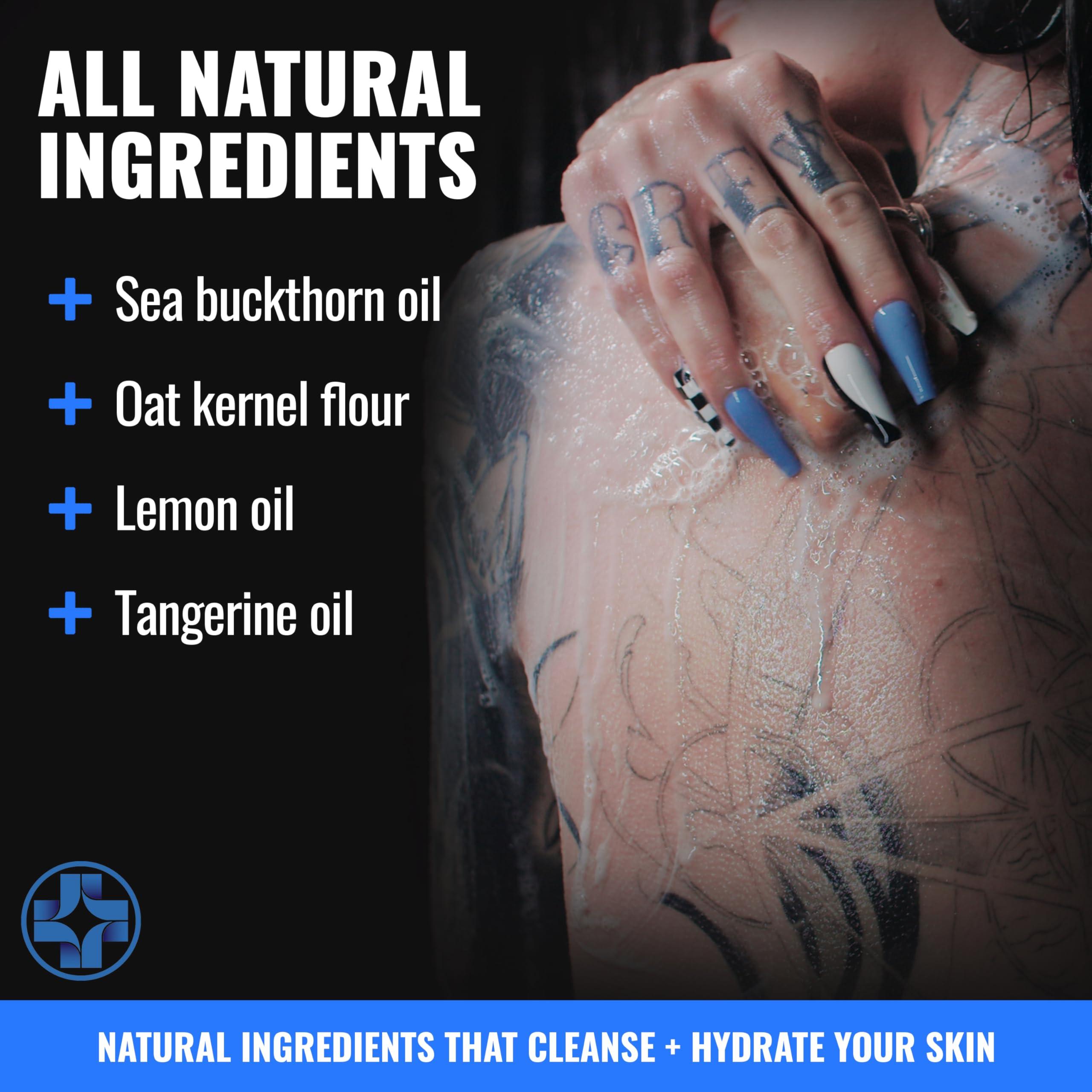 Saniderm Saniderm Face & Body Bar, Cleansing Soap with Citrus Scent (1 Bar) Hydrates and Heals Tattoos With Nourishing Sea Buckthorn Oil + Omega 7