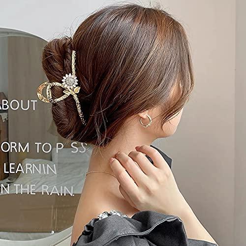 BELSITA Sunflower Hair Clips Metal Hair Claw Clip 1PCS Big Nonslip Gold Hair Clamps Flower Hair Accessories Summer Fall Fashion Hair Catch Clip for Thinner Thick Long Curly Hair Clamps Hair Styling Supplies