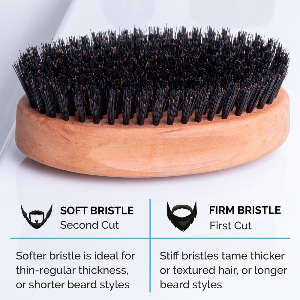 ZEUS ZEUS Oval Military Beard Brush with Bristle Cleaner, Boar Bristle Beard Brush & Bristle Rake Cleaner Gift Set (Made in Germany) Firm Bristles Q91