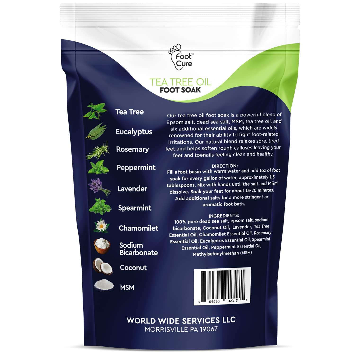 FOOT CURE Tea Tree Oil Foot Soak with Epsom Salt Callus Remover for Feet with Extra Strength Gel & Foot Pumice Stone Set - Easy Way to Remove Hard Calluses & Dead Skin Build-Up - Professional at-Home Foot Care