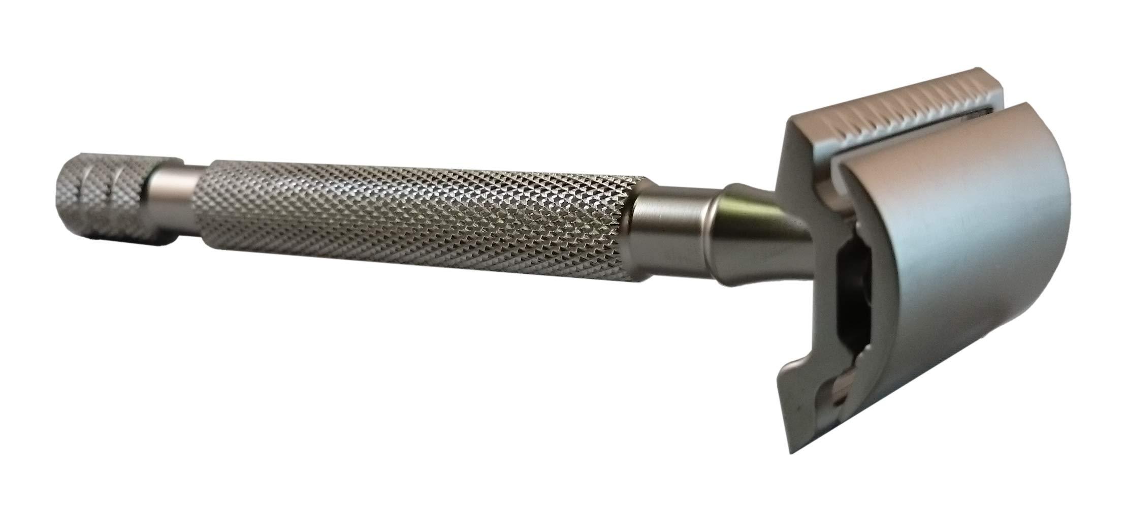 Col. Conk Products, Inc. Col. Conk Products, Inc. Model 713 "Liuetenant" 3-Piece Safety Razor with Long Handle. 69g Total Weight Gives A Close and Efficient Shave. Accepts All DE Blades