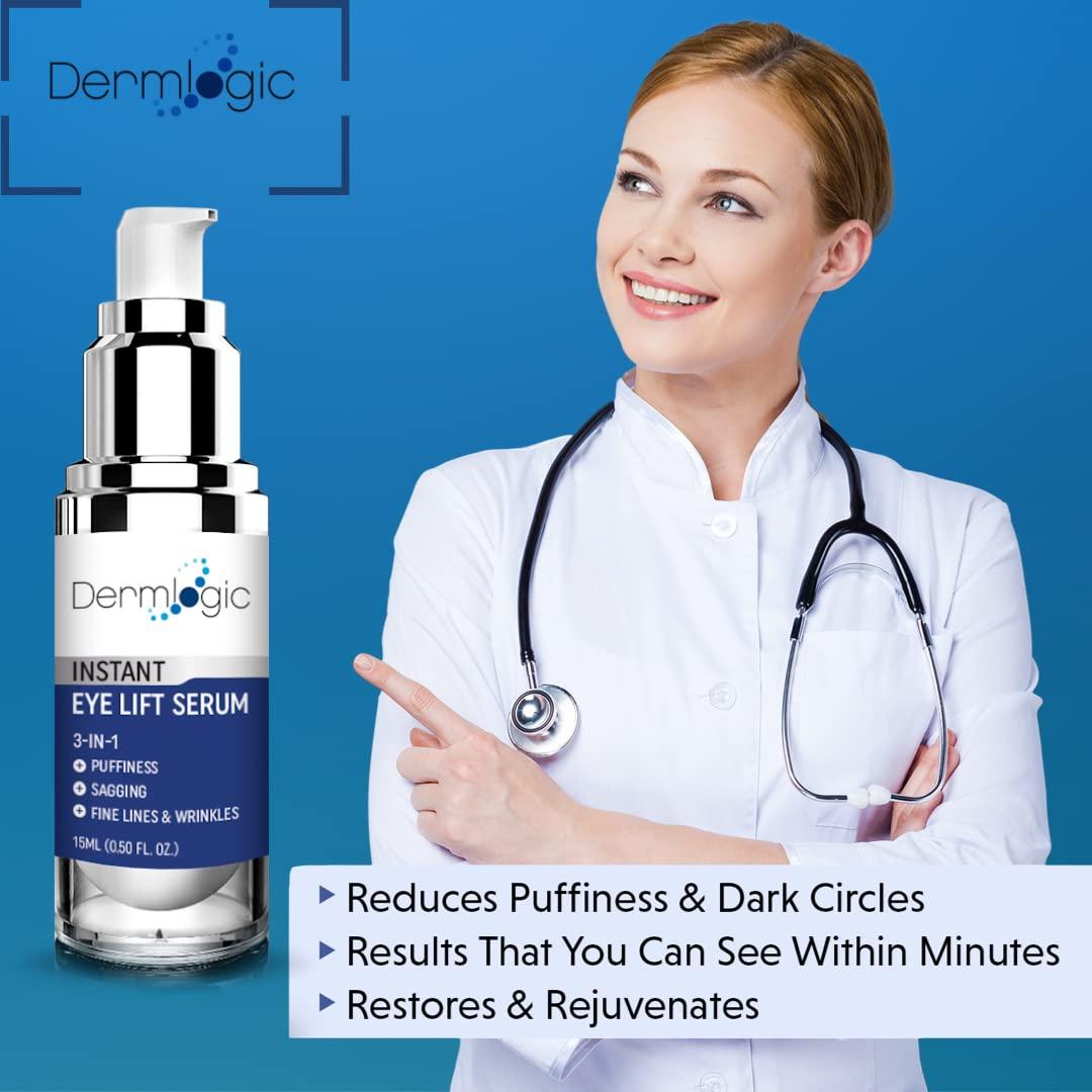 Dermlogic Under Eye Puffiness & Dark Circles Rapid Treatment- Instantly Reduces the Appearance of Puffy Eye Bags, Crows Feet, & Sagging Skin.