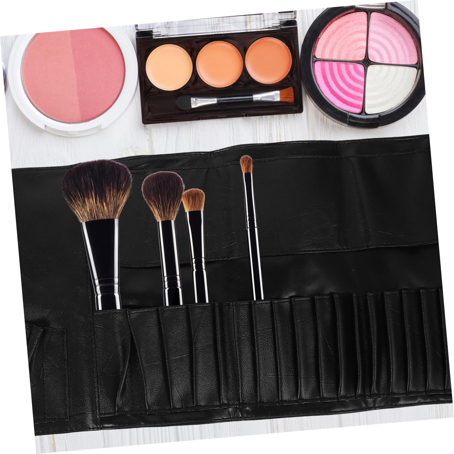 FOMIYES FOMIYES Roll up Make up Brush Case 18-piece Pu Leather Black Travel Makeup Brush Holder