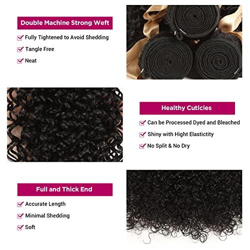 QUEEN VIRGIN REMY Curly Wave Bundles Human Hair Bundles 100% Unprocessed Brazilian Virgin Remy Hair 1 Bundles 20 inch Deep Curly Bundles Hair Extensions Natural Color