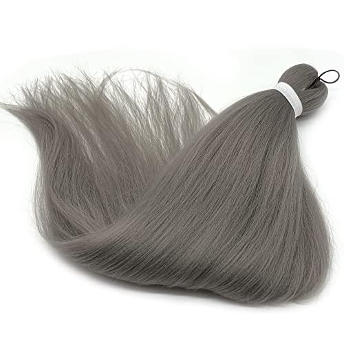 SIXERSI Grey Braiding Hair Pre Stretched Synthetic Hair for Braiding Micro Prestretched Braiding Hair 26 inch 3 Packs Long Itch Free Knotless Yaki Crochet Twist Box Braids Weave Braiding Hair Extensions