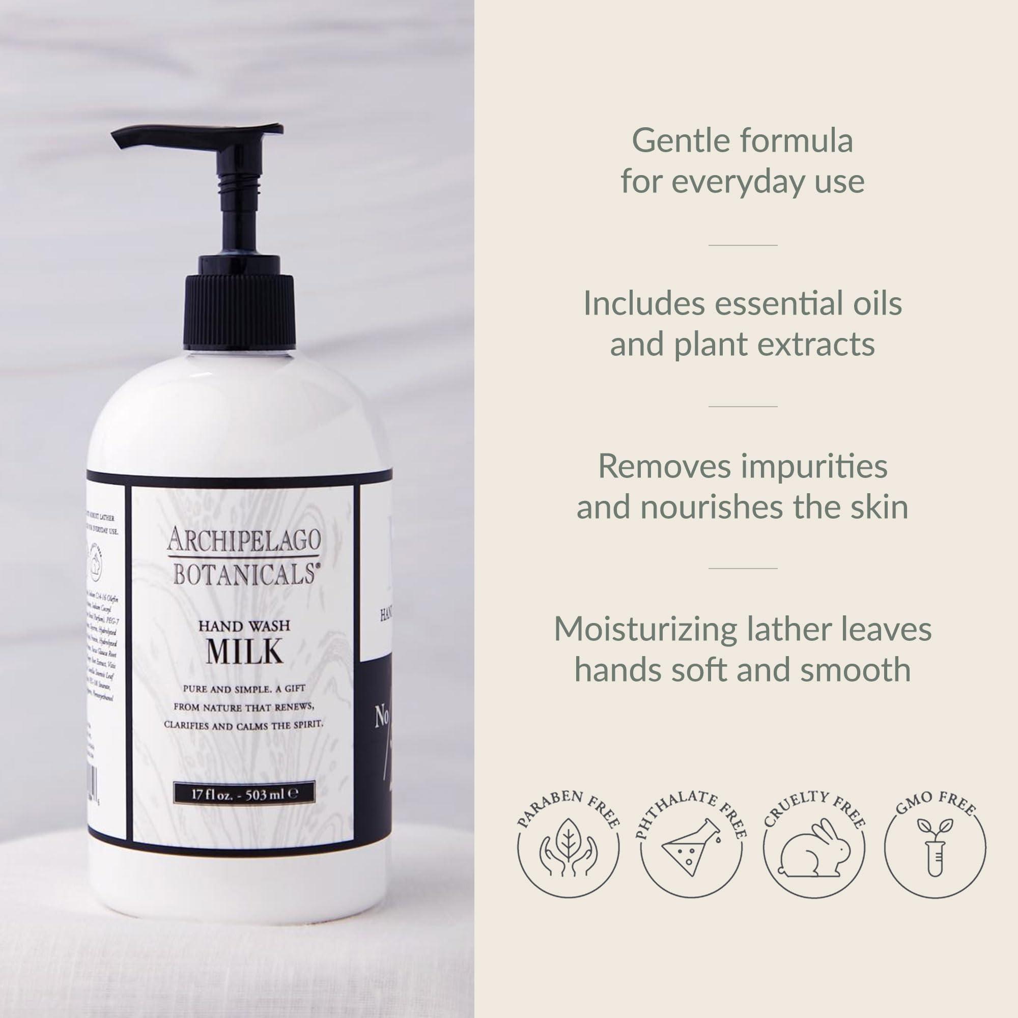 Archipelago Botanicals Archipelago Botanicals Hand Wash Milk Liquid Hand Soap, Moisturizing Daily Hand Wash with Soap Pump, Kitchen or Bathroom Hand Soap, 17.0 Fl. Oz.