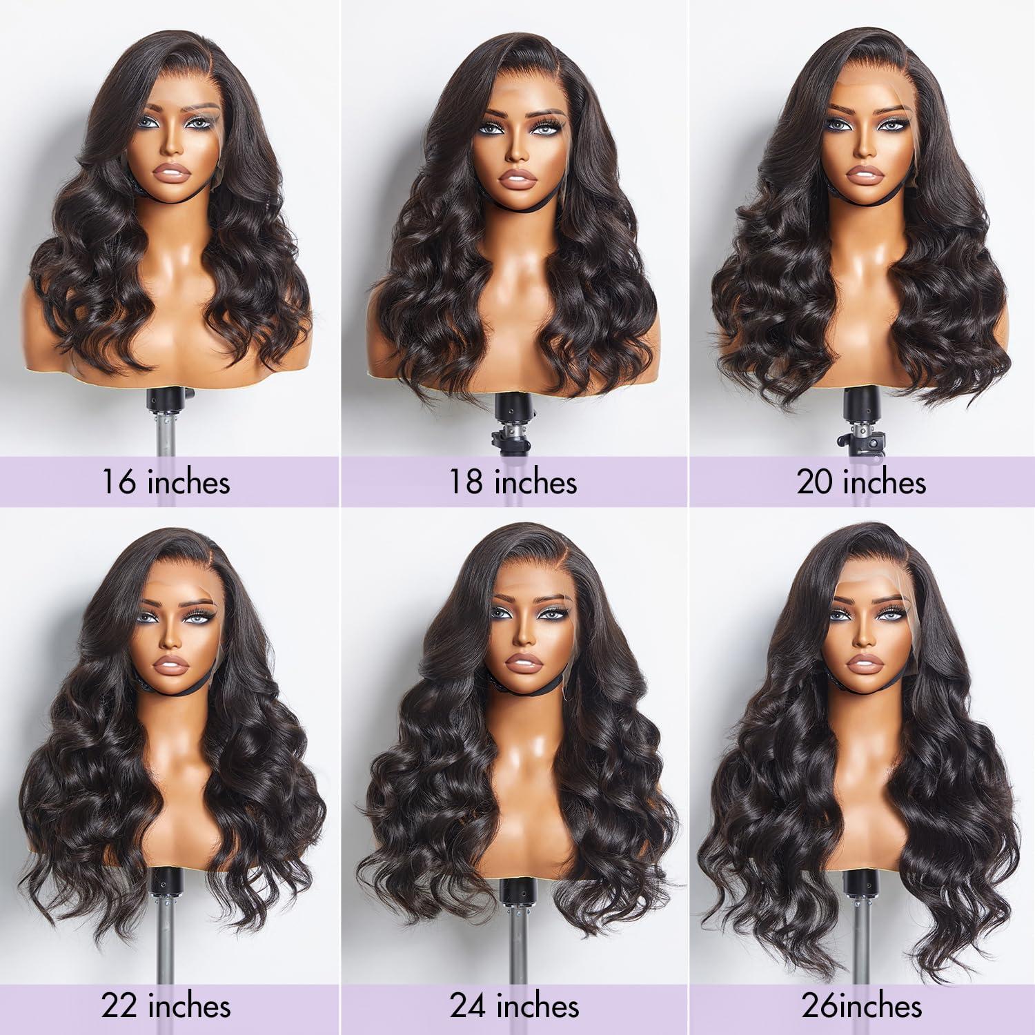 LUVME HAIR LUVME HAIR 18\'\' Loose Body Wave 360 Lace Frontal Wigs Human Hair Lace Glueless Human Hair Wig Pre Plucked Long Black Body Wave Wig