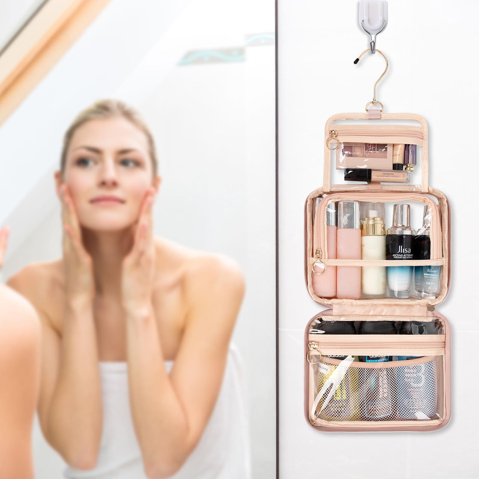 CUBETASTIC CUBETASTIC Clear Cosmetic Bags, Hanging Toiletry Bag for Travelling, Transparent Makeup Organizer Case, Water-resistant Portable Skncare Storage Pouch with Handle, Travel Must Haves