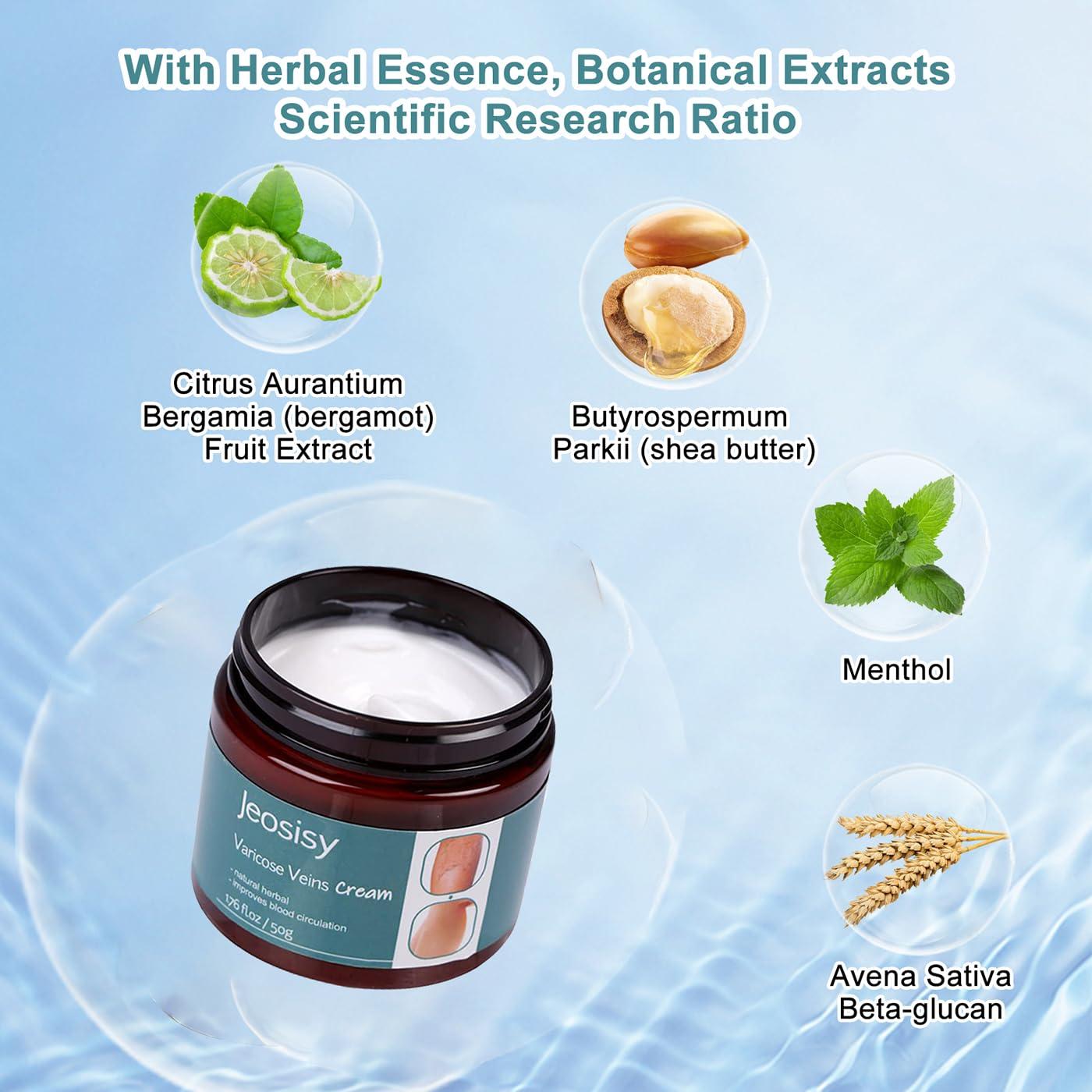 jeosisy jeosisy Varicose Vein Cream for Legs - Varicose Veins Cream, Varicose & Spider Veins Soothing Leg Cream for Women Men