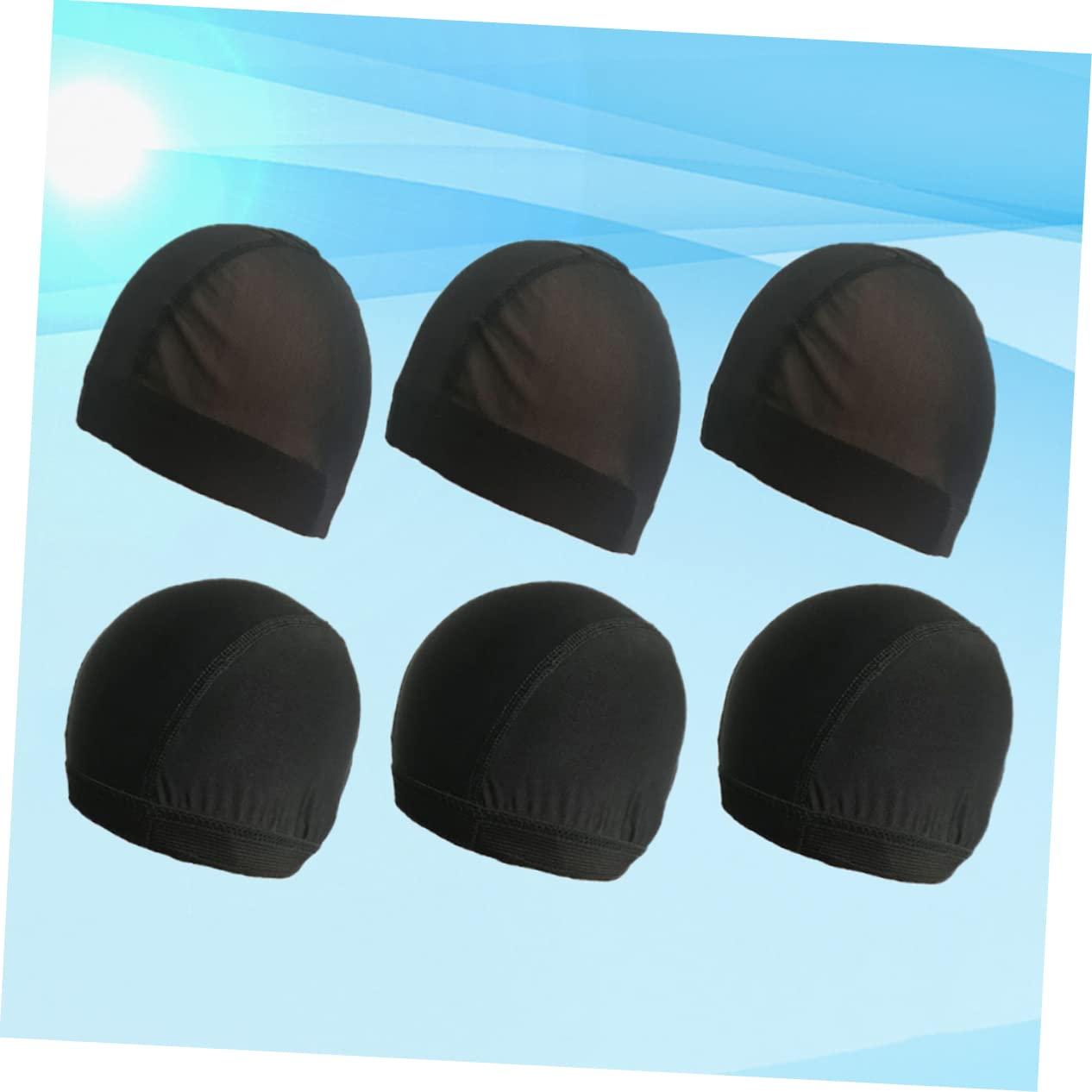 NOLITOY NOLITOY 6pcs Wig Hairnet Aqua Dreadlocks Caps Lap Adjustable Mesh Wig Cap Plugs Hairnets Swim Cap Bucket Lace Pool Hats for Woman Braids Cooling Swimming Women Hair Net Visor Arena Black