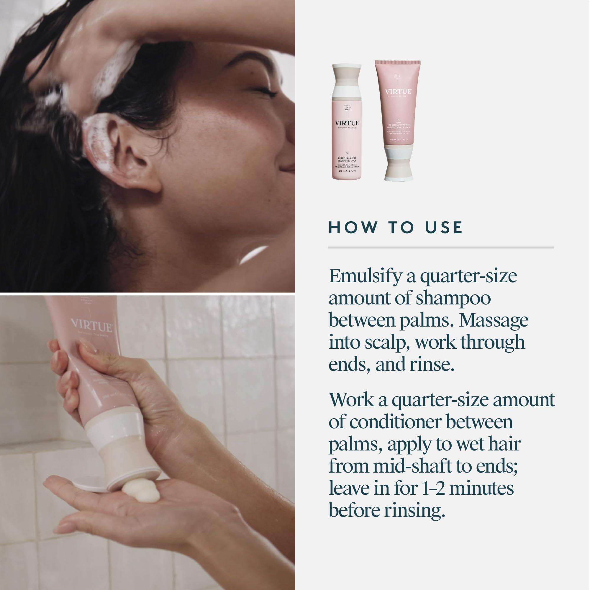 VIRTUE VIRTUE Smooth Sulfate Free Shampoo and Conditioner Set for Frizz Control for Curly Hair, Safe for All Hair Types, Color Safe