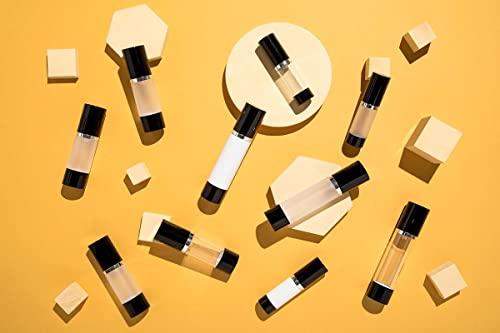 Cosmetic Packaging Now! Cosmetic Packaging Now! Luxe Airless Bottle, Clear Airless Bottles w/ Glossy Black Cap, Multi-Pack Bundle (30 ML, 12 Pack)