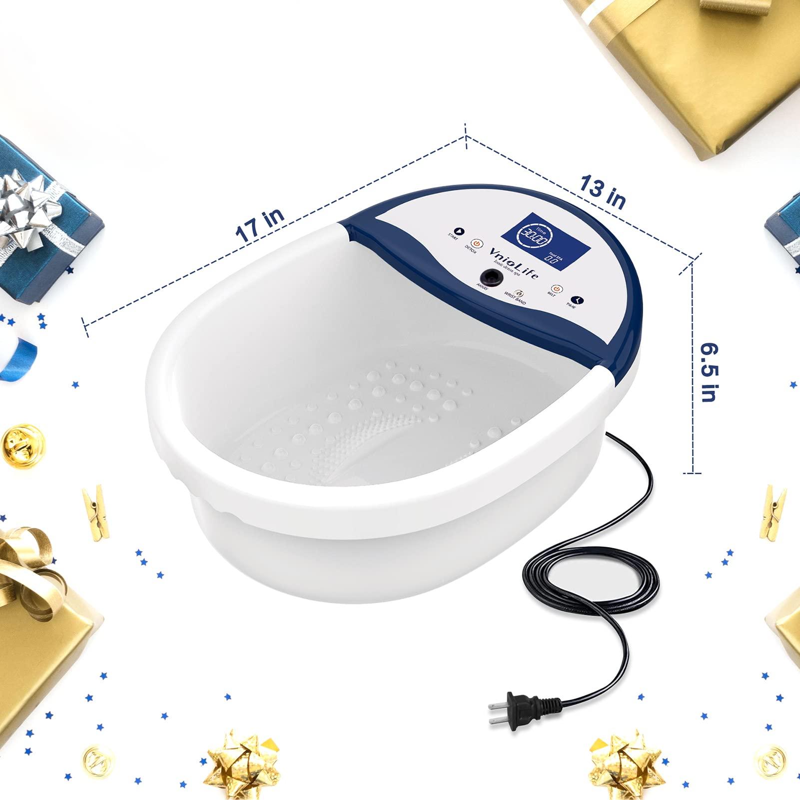 VnioLife VnioLife Ionic Foot Bath Detox Machine, Ion Detox Foot Bath Cleanse, LED Display Foot Detox Spa with Heated Belt, Wrist Strap, Arrays, Liners (Portable Handbag)