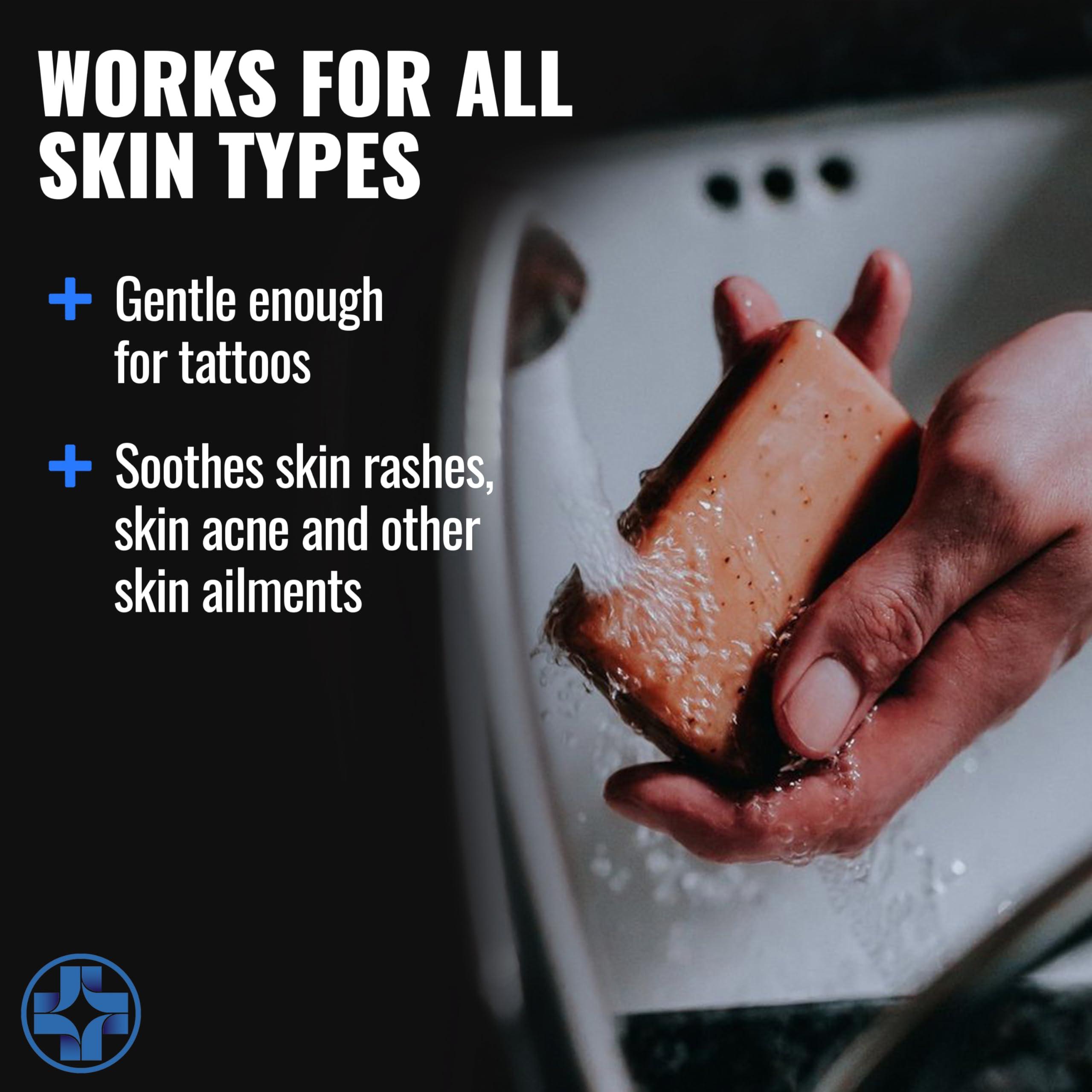 Saniderm Saniderm Face & Body Bar, Cleansing Soap with Citrus Scent (1 Bar) Hydrates and Heals Tattoos With Nourishing Sea Buckthorn Oil + Omega 7