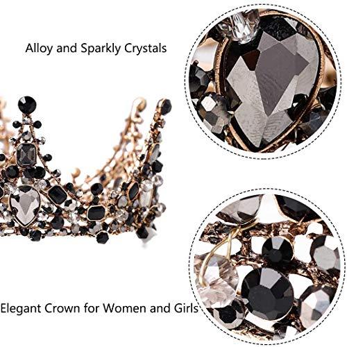 Barode Barode Baroque Rhinestones Black Bride Wedding Crowns and Tiaras Shining Dainty Charm Prom Queen Crowns Bridal Hair Accessories for Women
