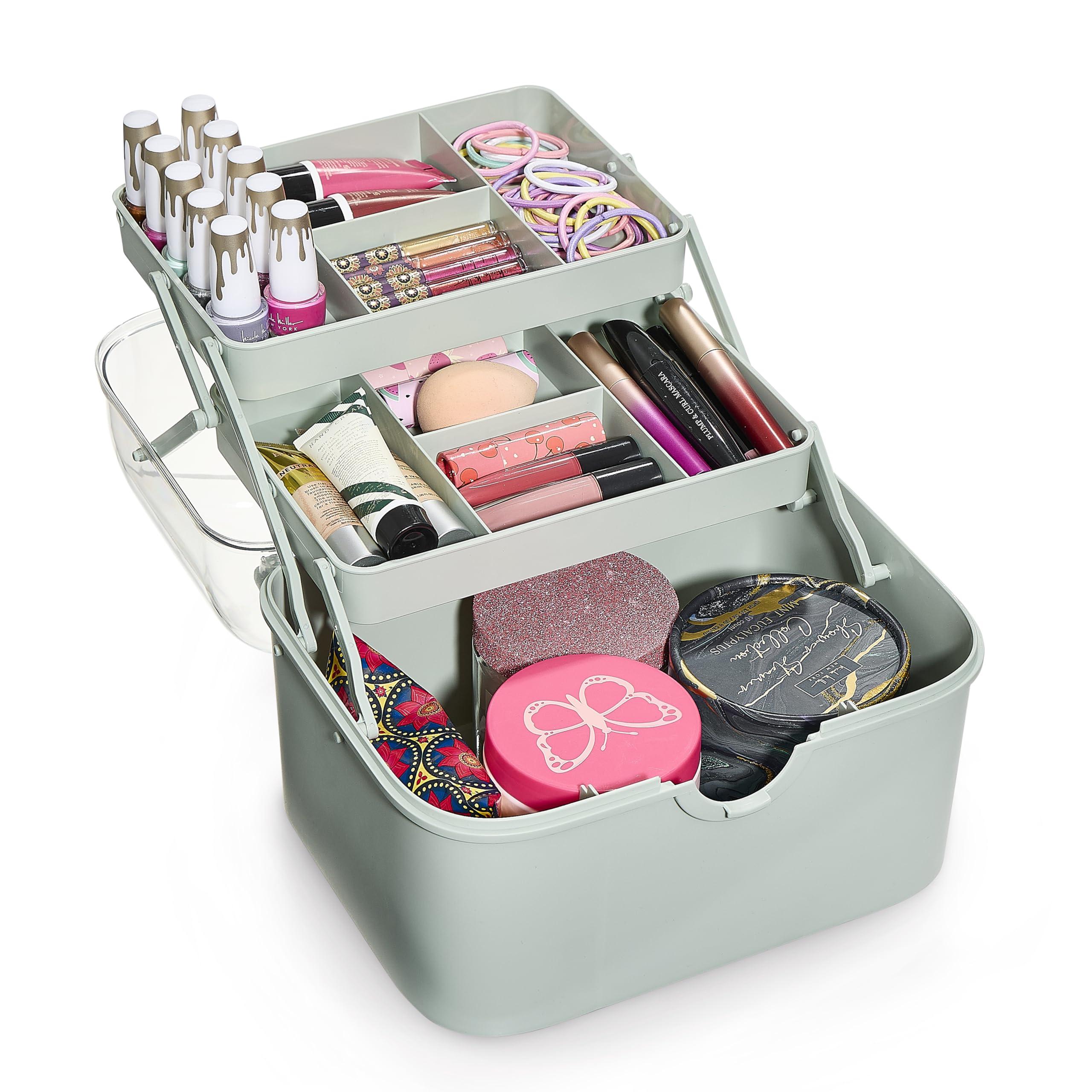 Dwell Studio DwellStudio Dustproof Makeup Organizer for Cosmetics and Skincare - Stylish Storage Solution for Your Beauty Essentials, Rectangle Mint