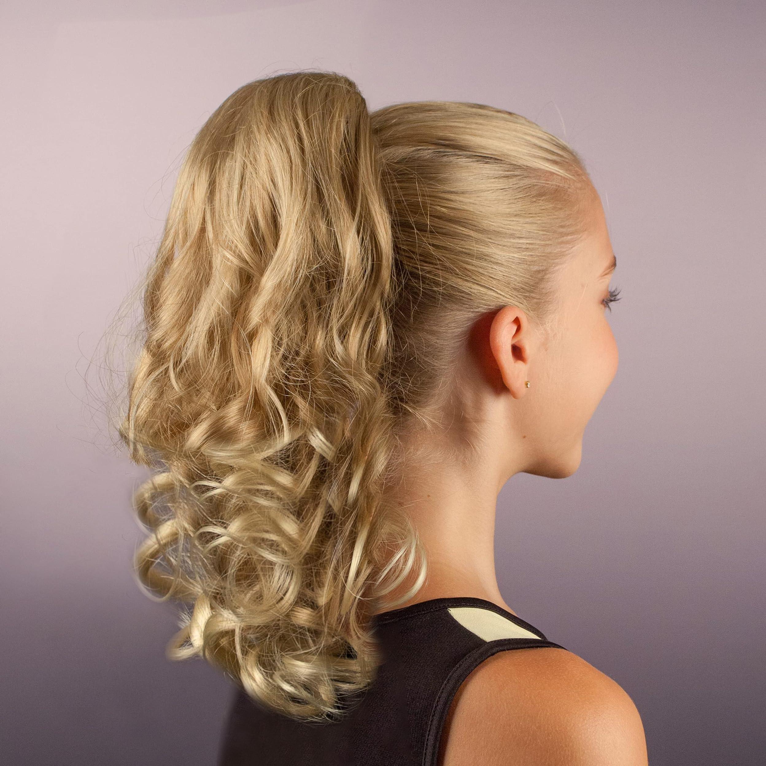 Girly Curls Girly Curls Curly Cheerleader Hairpiece for Cheer and Dance… (Apricot)