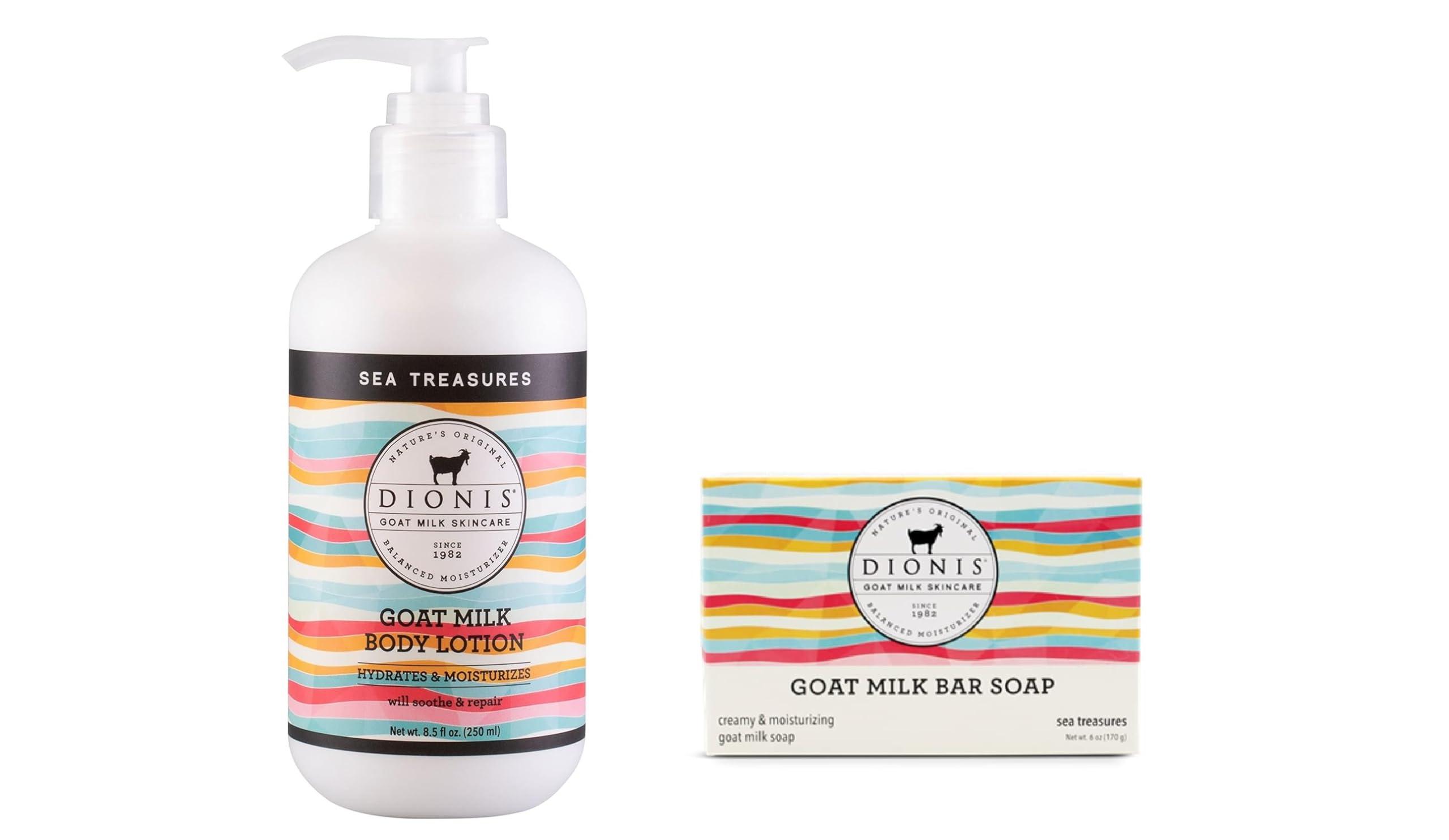 Dionis Dionis Goat Milk Skincare Sea Treasures Scented Lotion (8.5oz) and Hand & Body Bar Soap (6oz) Bundle - Made in USA - Cruelty Free and Paraben Free Formula