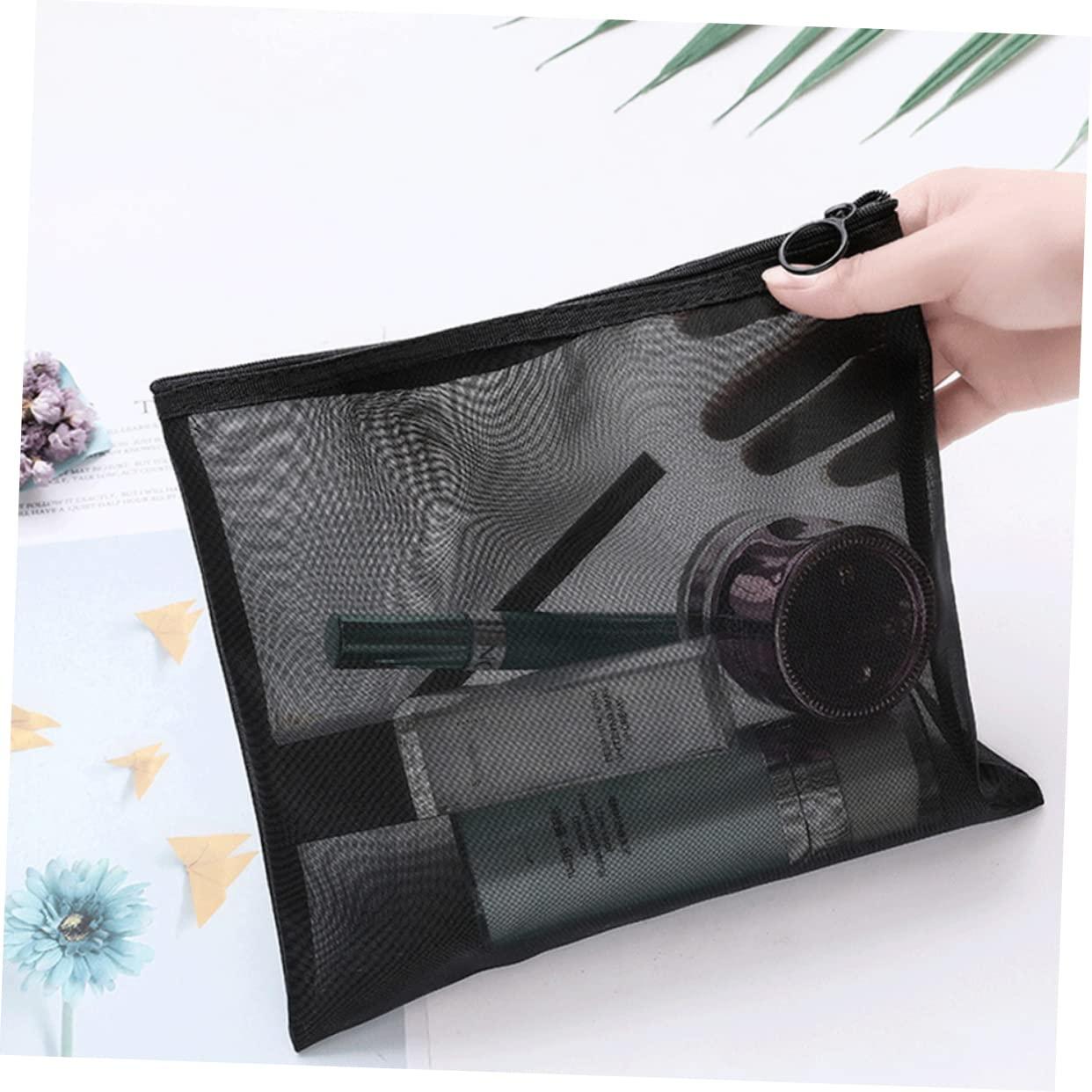 Ipetboom Ipetboom 5pcs Mesh Cosmetic Bag Travel Cosmetic Case Wallet Women Travel Toiletry Bag Makeup Bag Clear Bags Zippered Tote Makeup Kits for Women Travel Makeup Case Pouches Wash Pouch Black
