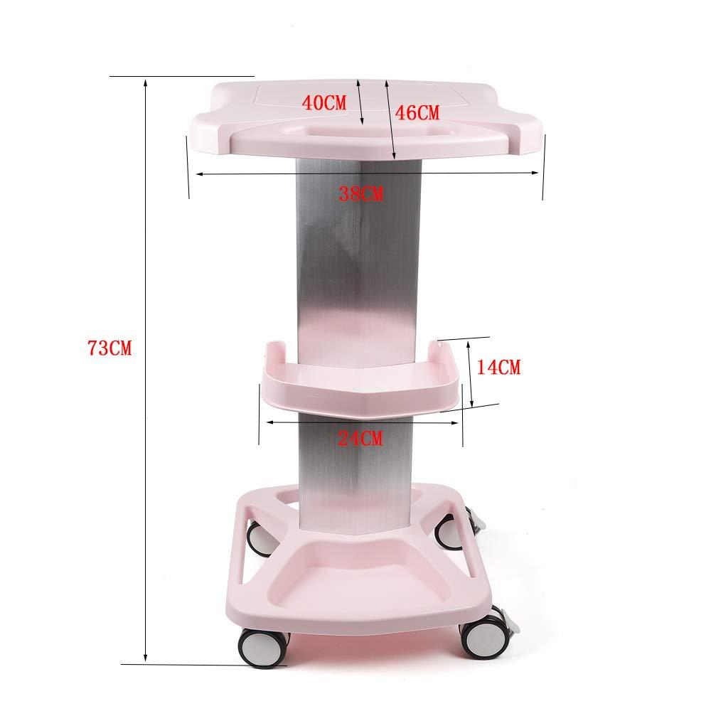 InnaMall Salon Trolley Cart, Aluminum Alloy Rolling Salon Trolley with Wheels Pink Beauty Spa Trolley Cart Tattoo Roller Tray Beauty Cart Salon Storage Mobile Carts for Trolley Holder Tool Cart Load 33Lbs