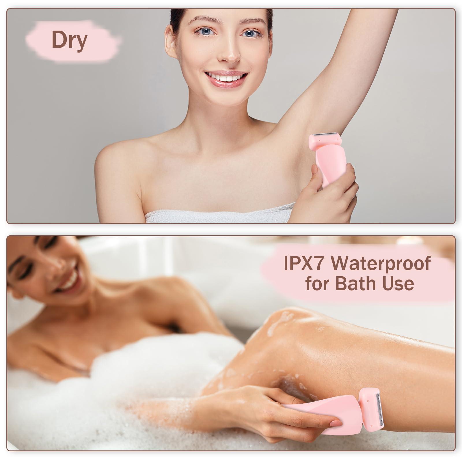 Boderi Electric Razors Shaver for Women, 2 in 1 Women Electric Razor for Leg Arm Face Pubic Area, Cordless Bikini Trimmer Hair Removal Portable Electric Shaver for Travel