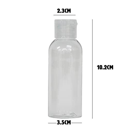 Palm Safe 50ml Plastic Travel Bottles with Flip Cap - 10 Pack