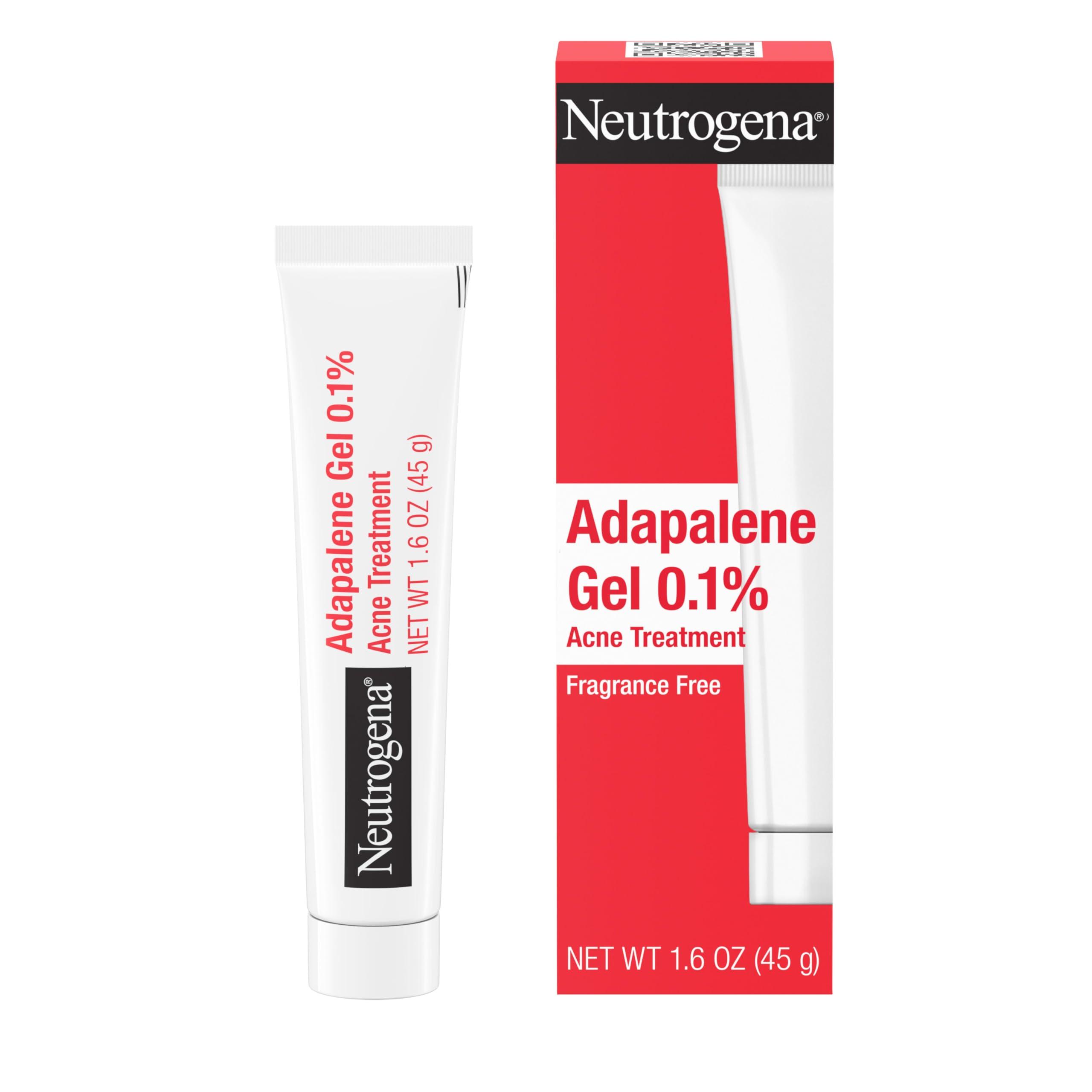 Neutrogena Neutrogena Adapalene Gel Acne Treatment, 0.1% Adapalene Acne Medication for Pimples & Blemishes, Once Daily Topical Retinoid Gel to Help Fight Breakouts, Oil- & Fragrance-Free, 1.6 oz
