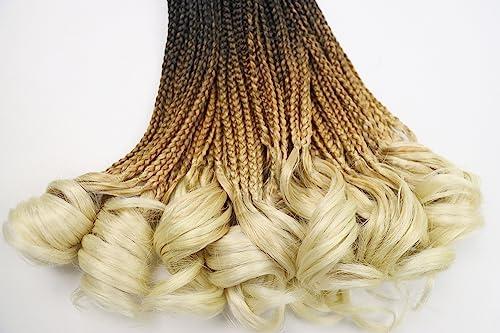 kaluli Crochet Hair for Women French Curl Braiding Hair 14 Inch Goddess Box Braids Crochet Hair Crochet Braids with Curly Ends Pre Looped Curly Crochet Hair Spiral Curls Hair Extensions(7 Packs,1B/27/613)