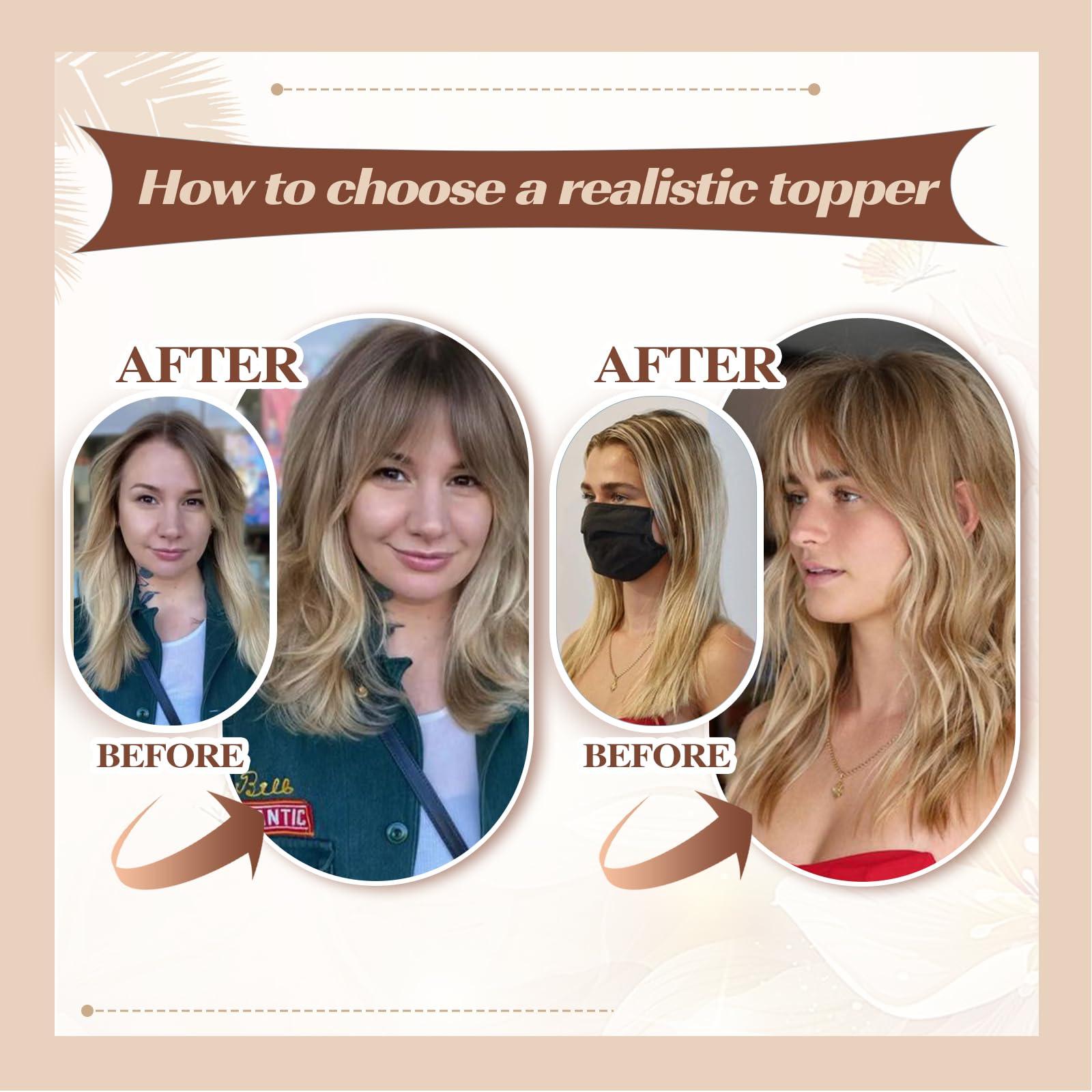 starluck starluck Hair Toppers for Women,Hair Loss Cover with Bangs,Hair Extensions for Thinning Hair, Real Human Hair 130% Density 10inch