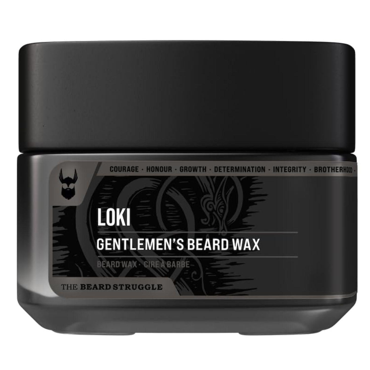 The Beard Struggle Gentlemen\'s Beard & Mustache Wax for Men by Beard Struggle - Viking Beard Wax Helps to Tame Style & Groom - Platinum Collection - Loki Unscented - Moustache Wax, 50g / 1.76 US. oz.
