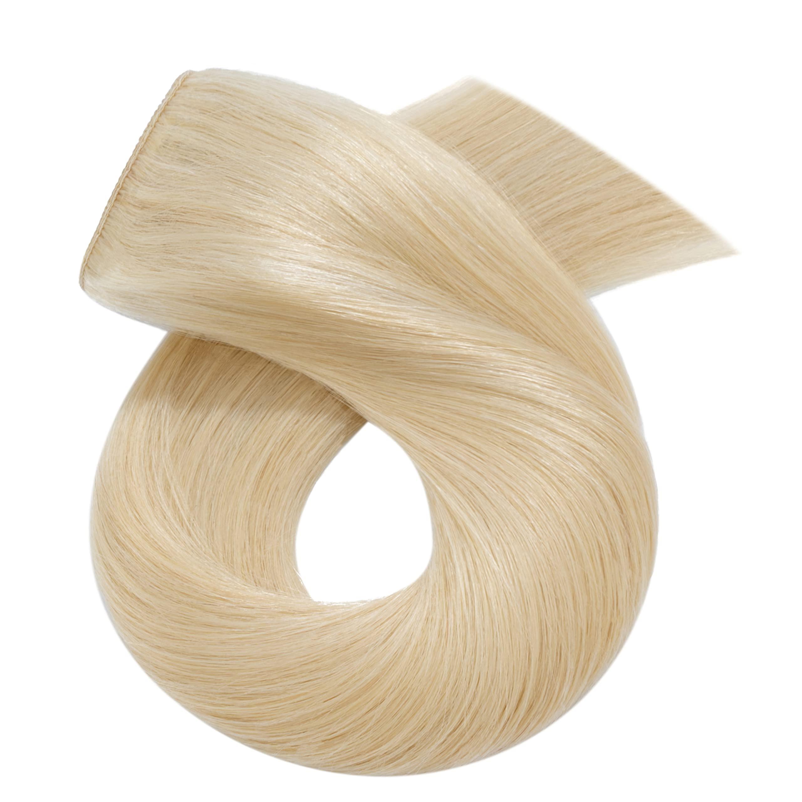 S-noilite S-noilite 1 Piece Clip in Human Hair Extensions 5 Clips 3/4 Full Head Clip on Remy Hair Extension For Women Lighter One-Piece Design Adding Hair Volume 16Inch 45g Platinum Blonde