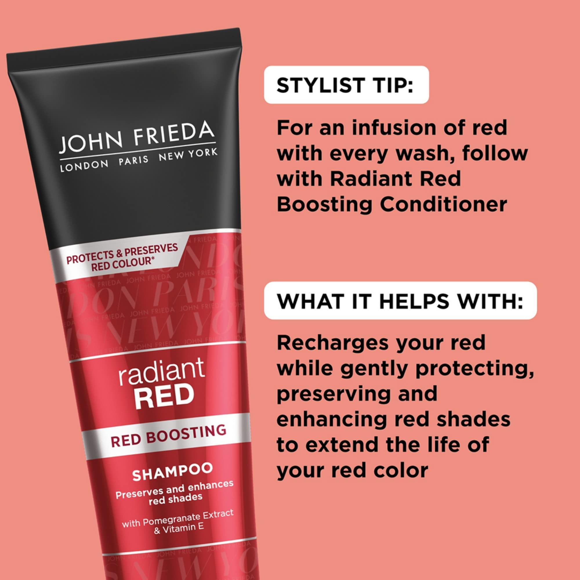 John Frieda John Frieda Radiant Red Red Boosting Shampoo, Daily Shampoo, Helps Enhance Red Hair Shades, 8.3 Ounce, with Pomegranate and Vitamin E