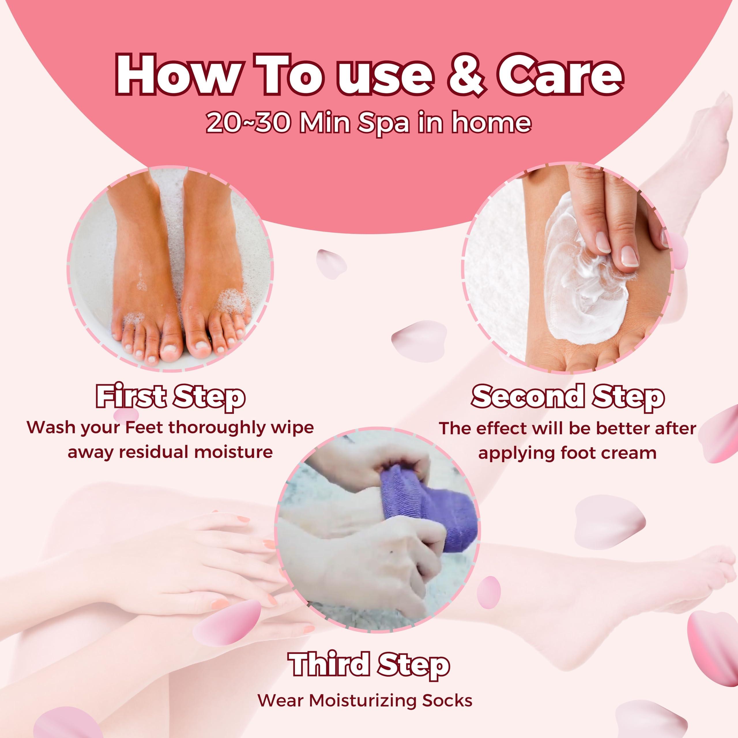 FOOTINSOLE.COM Moisturizing Socks for Dry Cracked Feet Women and Men Hydrating Gel Spa Sock Foot Moisturizer During Overnight (3 Pairs (Pink))