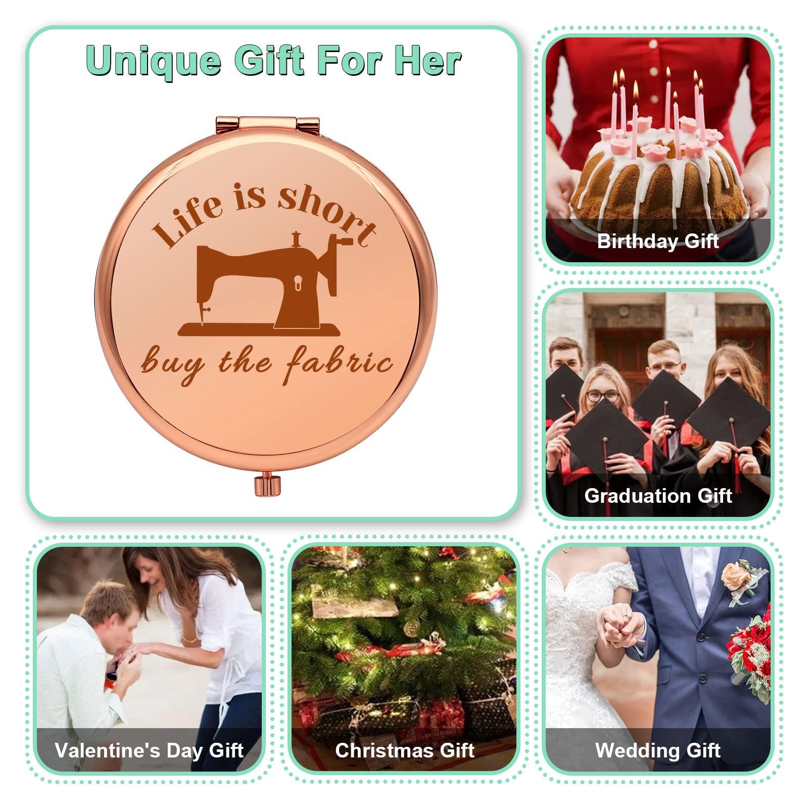 Mwphuy Sewing Gifts for Women Compact Makeup Mirror for Mom Grandma Aunt Seamstress Gift Ideas Sewing Lover Gift Funny Quilting Gifts Folding Makeup Mirror for Friend Sister Christmas Birthday Gifts