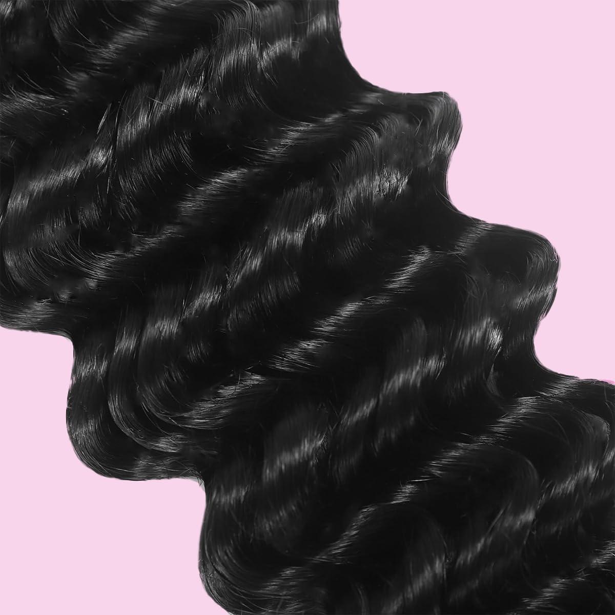 CSCHS Human Braiding Hair for Boho Braids 100g Deep Wave Bulk Human Hair for Braiding 10A Brazilian Curly Human Hair Braiding for Boho Knotless Braids (16 Inch - 100g/Bundle)