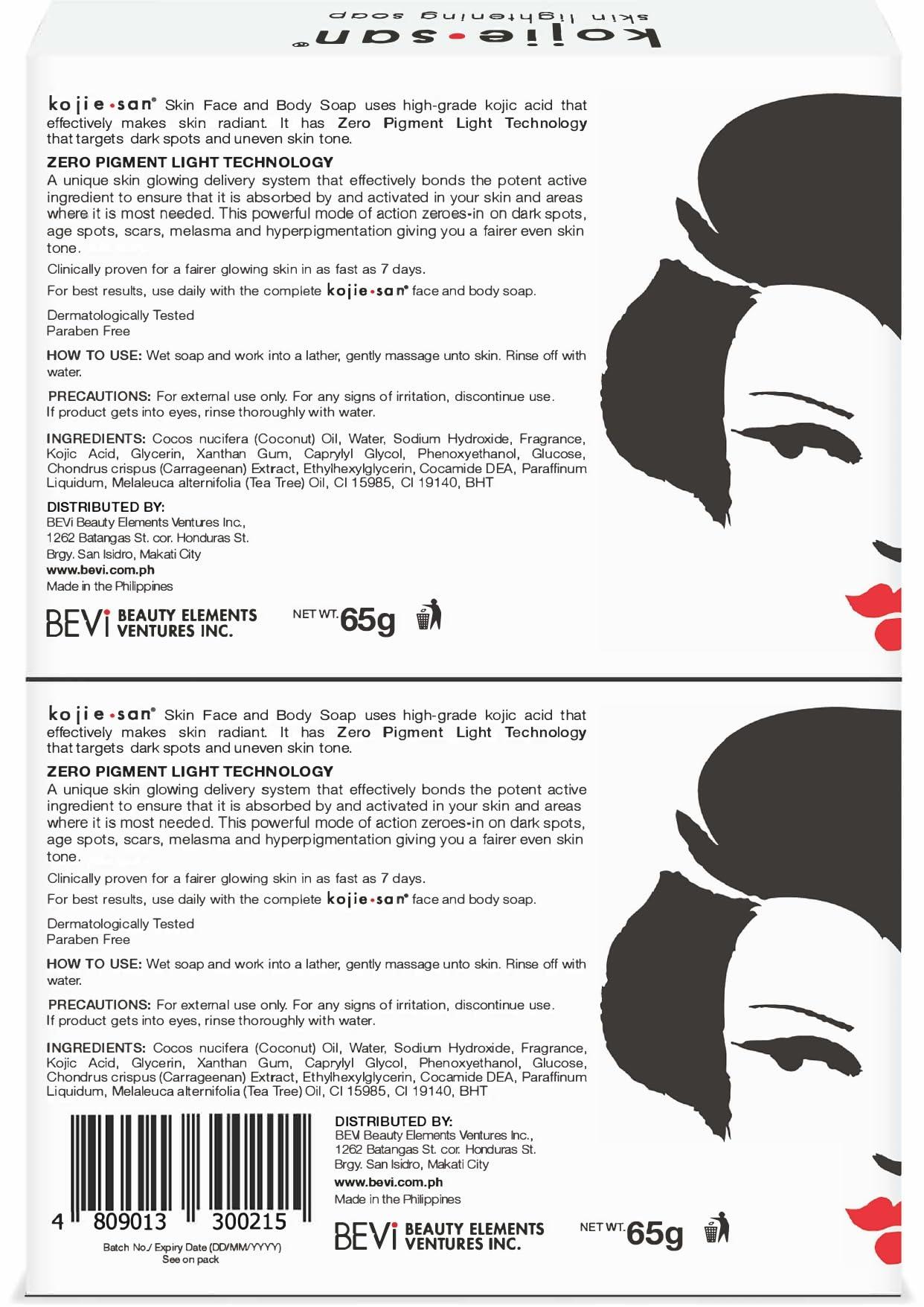 Kojie San Kojie San Skin Brightening Soap - Original Kojic Acid Soap that Reduces Dark Spots, Hyperpigmentation, & Scars with Exfoliating Soap Net Included  135g x 6 Bars