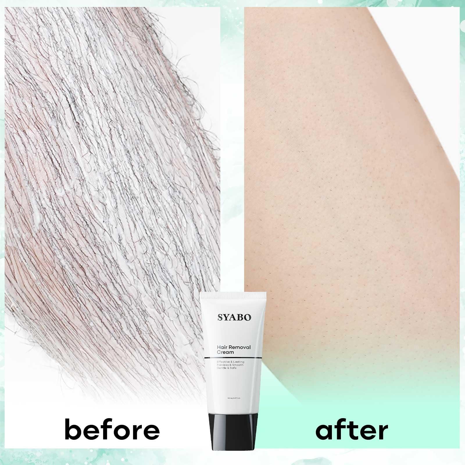 SYABO Sensitive Skin Hair Removal Cream - Painless Bikini Hair Removal for Women Men, Sensitive Formula Depilatory Cream for Pubic, Bikini Line, Legs, Arms, Underarms, Unwanted Coarse Hair, 5FL OZ