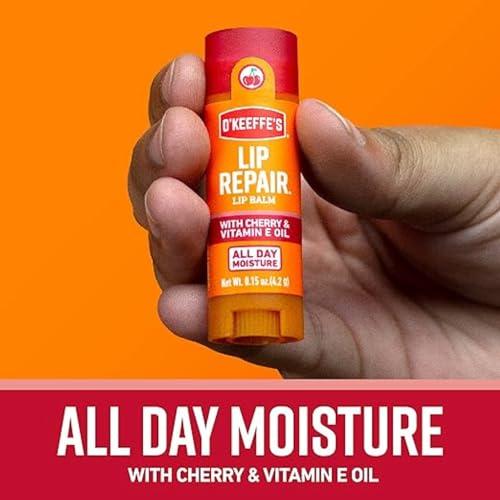 O\'Keeffe\'s Lip Balm Lip Repair, Cherry & Vitamin E Oil, 0.15 oz (4.2 g), O\'Keeffe\'s