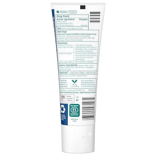 Tom's of Maine Tom's of Maine ADA Approved Fluoride Children's Toothpaste, Natural Toothpaste, Dye Free, No Artificial Preservatives, Silly Strawberry, 5.1 oz. 3-Pack (Packaging May Vary)