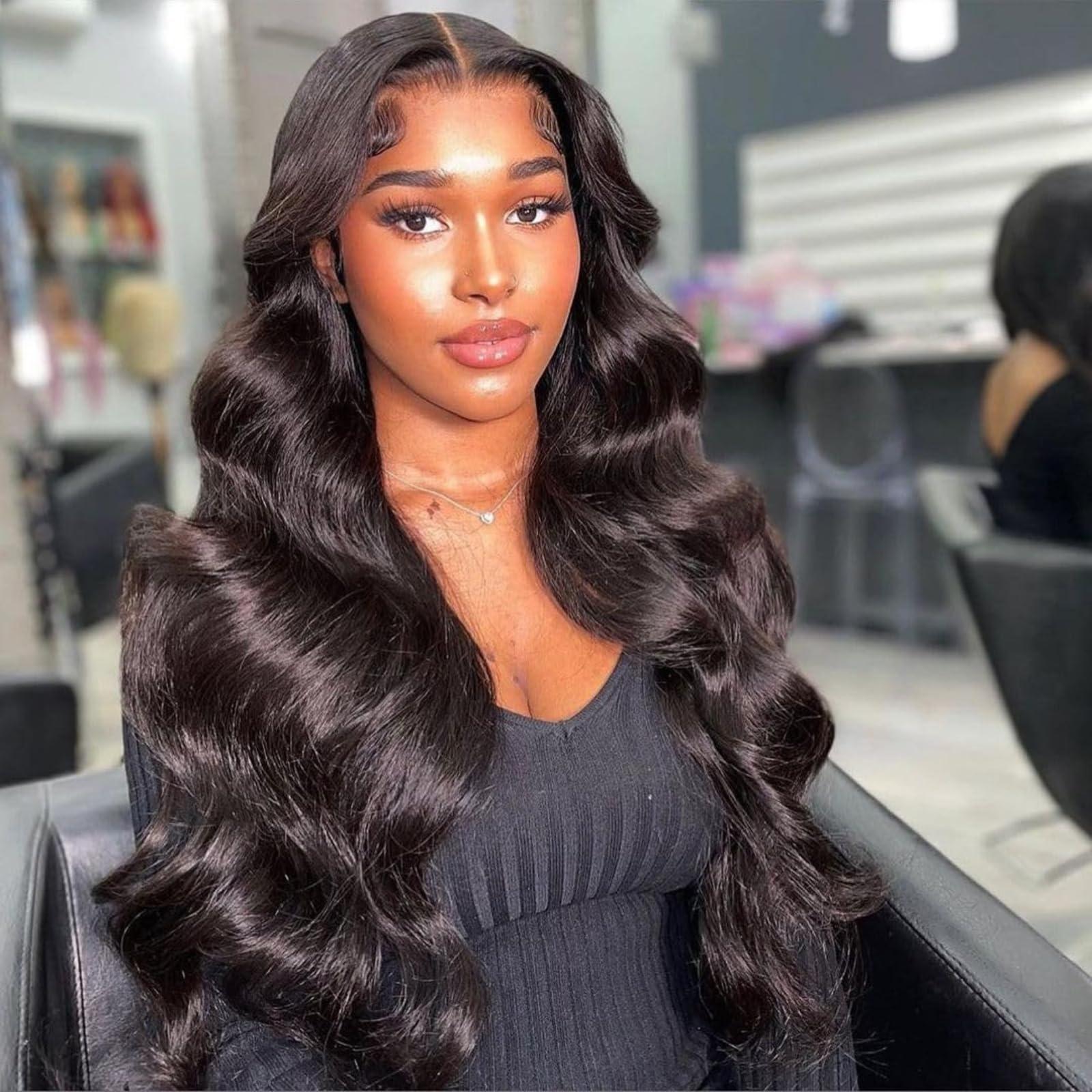 MOMOSHERO MOMOSHERO Body Wave Real Full Lace Wigs Human Hair HD Transparent Lace Pre Plucked 180% Destiny, 12A Short Full Lace Wig Wavy Part Anyway Virgin Hair Soft And Durable Full Scalp lace Wig 8 Inches