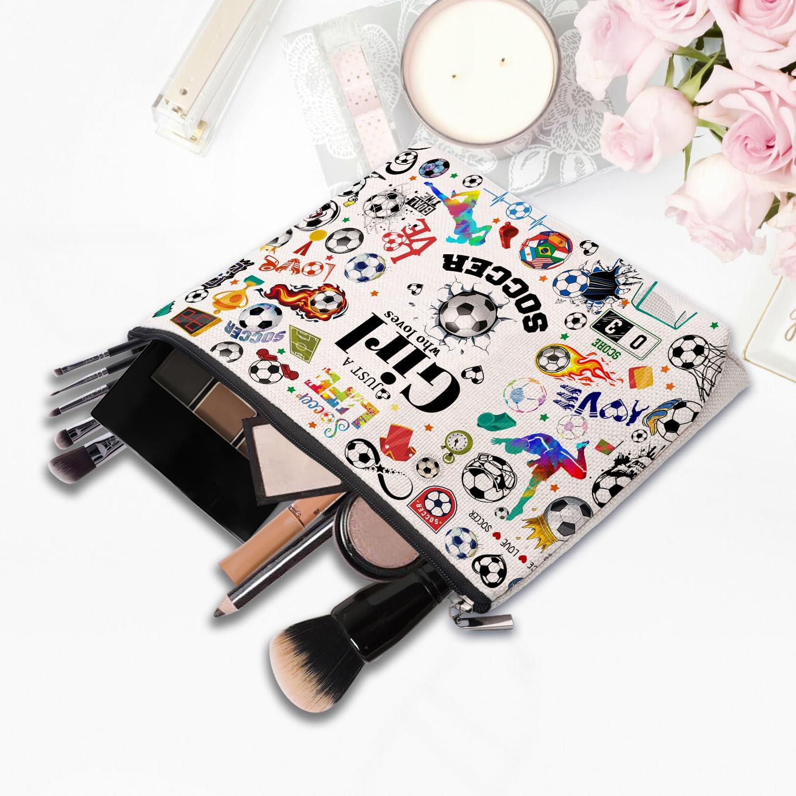 CEASQVAA CEASQVAA Soccer Gifts Makeup Cosmetic Bag for Women, Soccer Coach Gifts, Soccer Team Gifts for Soccer Lovers Players Fans Birthday Gifts for Her Women