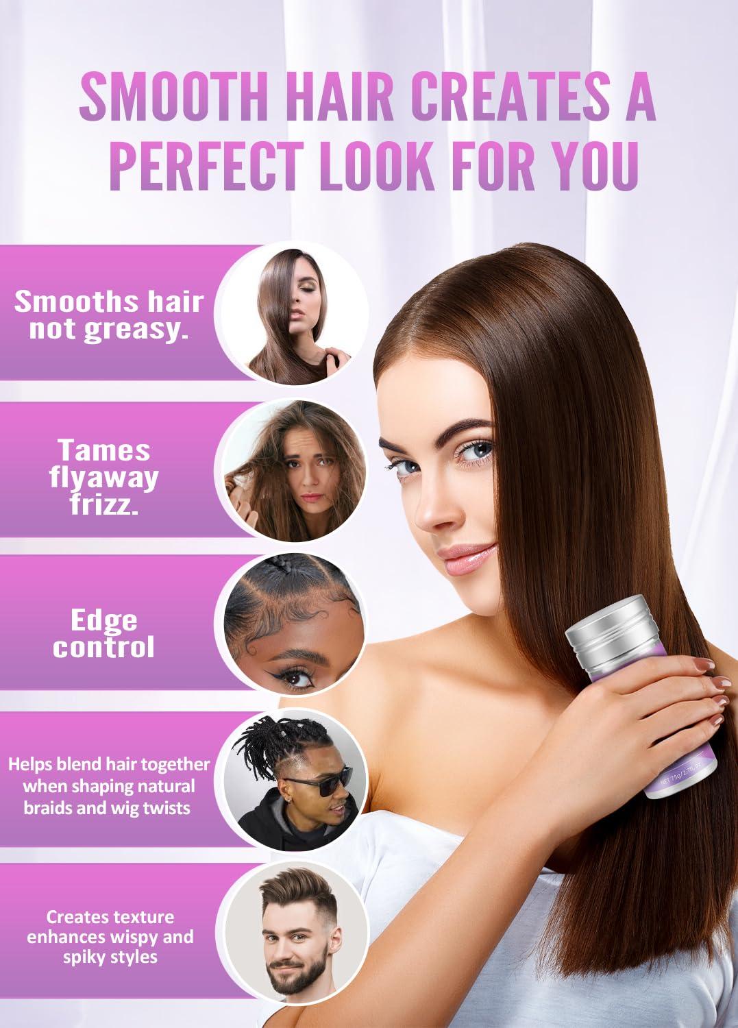 SWEET VIEW SWEET VIEW 2PCS Hair Wax Stick, Flexible Hold Fly Away Hair Tamer, Slick Back Hair Gel/Cream for Sleek Ponytail, Smooth Flyaways & Frizz, Hair Styling Accessorie Pomade Balm for Toddler, Kid