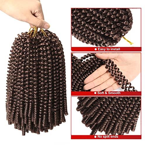 DUS Spring Twist Hair 6 Packs 8 inch Fluffy Spring Twist Crochet Hair Passion Twist Crochet Hair Synthetic Braiding Hair Extensions 15 Strands 55g/Pack #33
