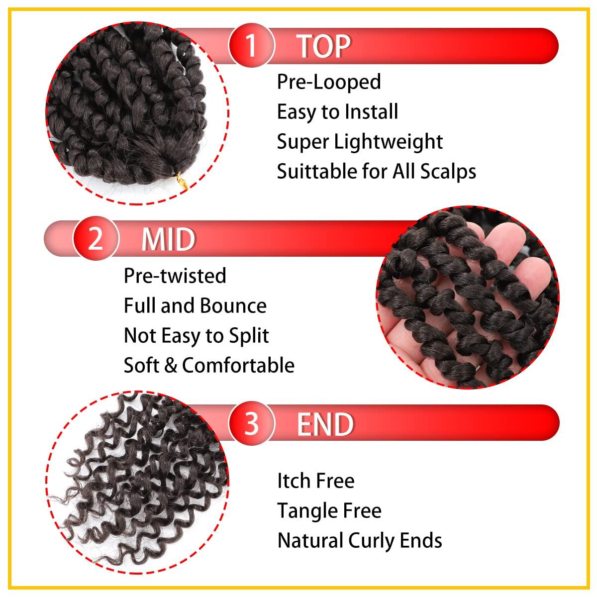 Nice One Nice One Pre-Twisted Passion Twist Hair 12 Inch, Short Passion Twist Crochet Hair for Women 8 Packs Light Brown Pre-Looped Passion Twists Braiding Synthetic Hair Extensions(12inch,4#)