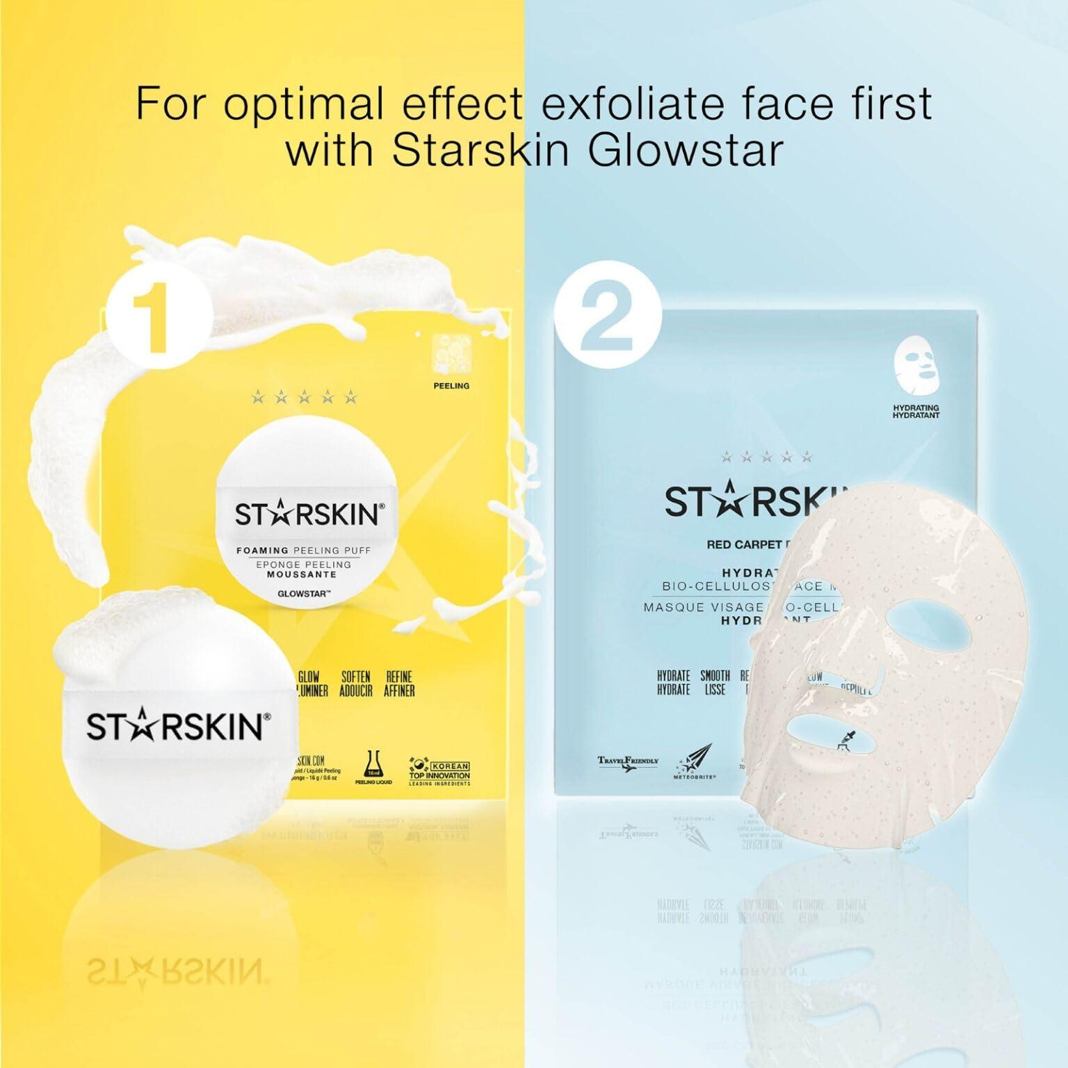 STARSKIN STARSKIN Red Carpet Ready 1x40g, Glass Skin Korean Skincare Mask, Coconut Gel Bio-Cellulose Hydrating Mask for Face, all Skin Type, Face Glow Effect, Instant Hydration, Revitalizing and Moisturizing